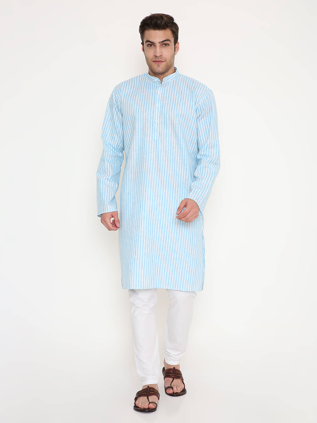 Maharaja Sky Blue Viscose Regular Fit Men's Kurta Pyjama Set ( Pack of 1 )     			Maharaja Sky Blue Viscose Regular Fit Men's Kurta Pyjama Set ( Pack of 1 )
