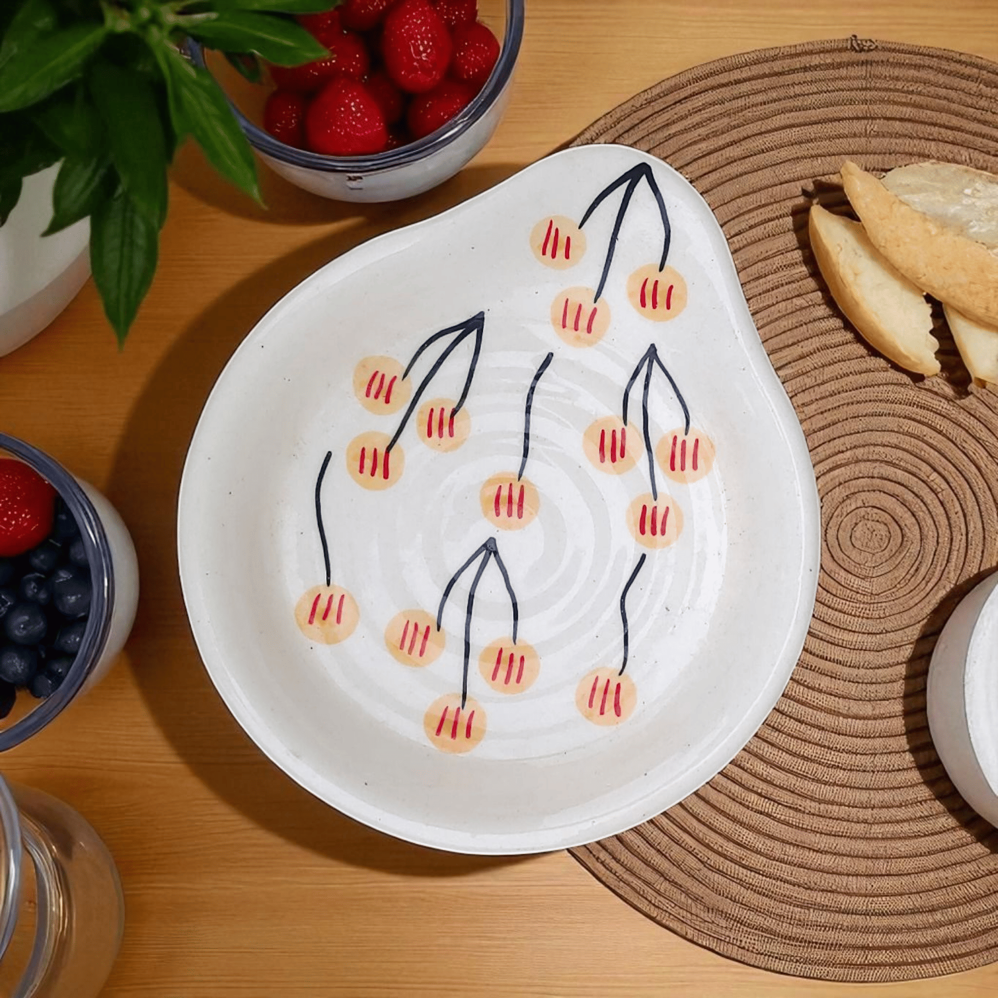     			Malaikah Printed Spn Rest Ceramic Printed Cutlery Holder Yellow ( Pack of 1 )