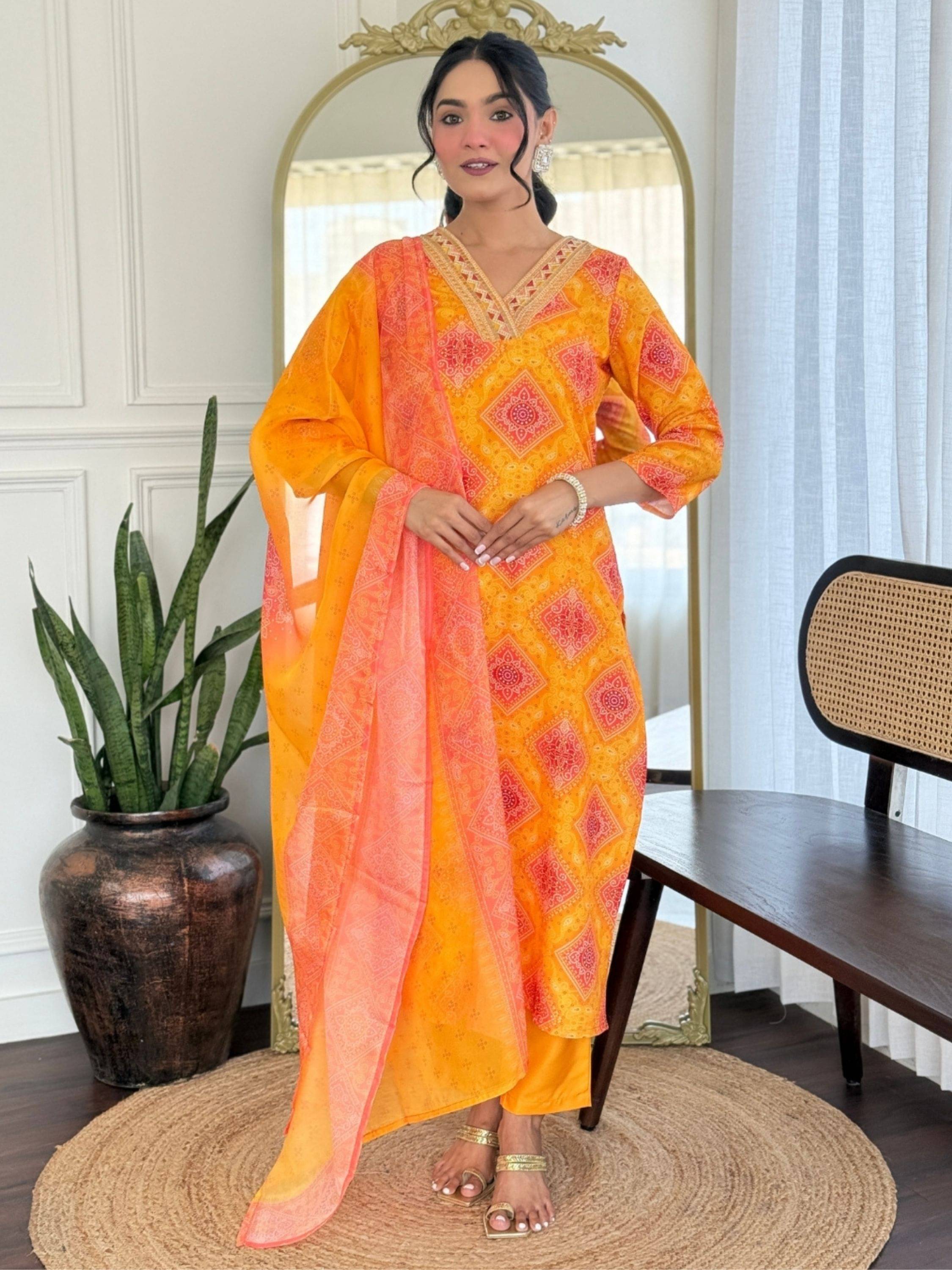     			Niza Fashion Women Rayon Embroidered Straight Kurti With Pants ( Yellow )