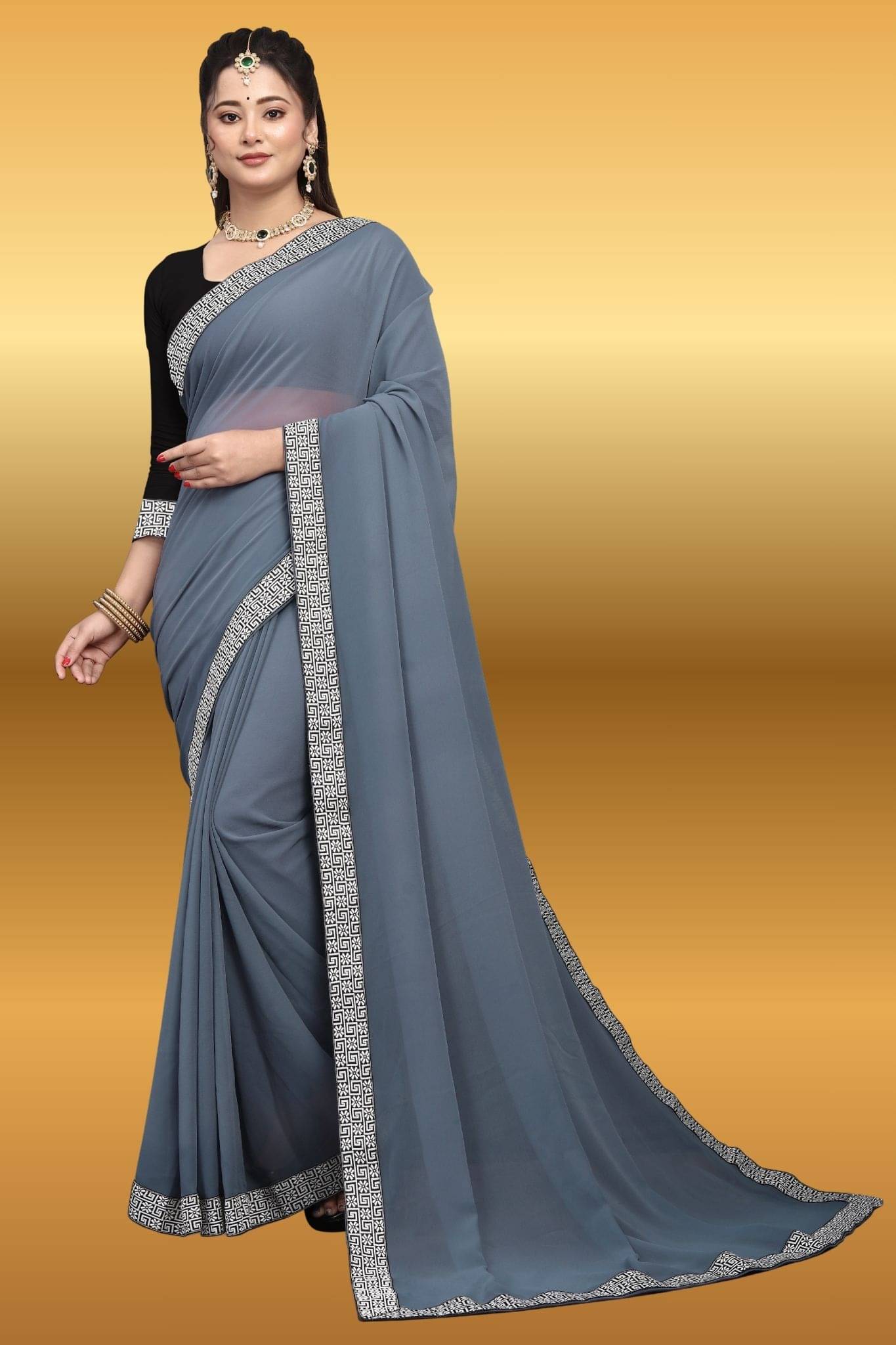 OM SAI CREATION Georgette Self Design Bomkai Saree With Unstitched Blouse Piece ( Grey ) OM SAI CREATION Georgette Self Design Bomkai Saree With Unstitched Blouse Piece ( Grey )