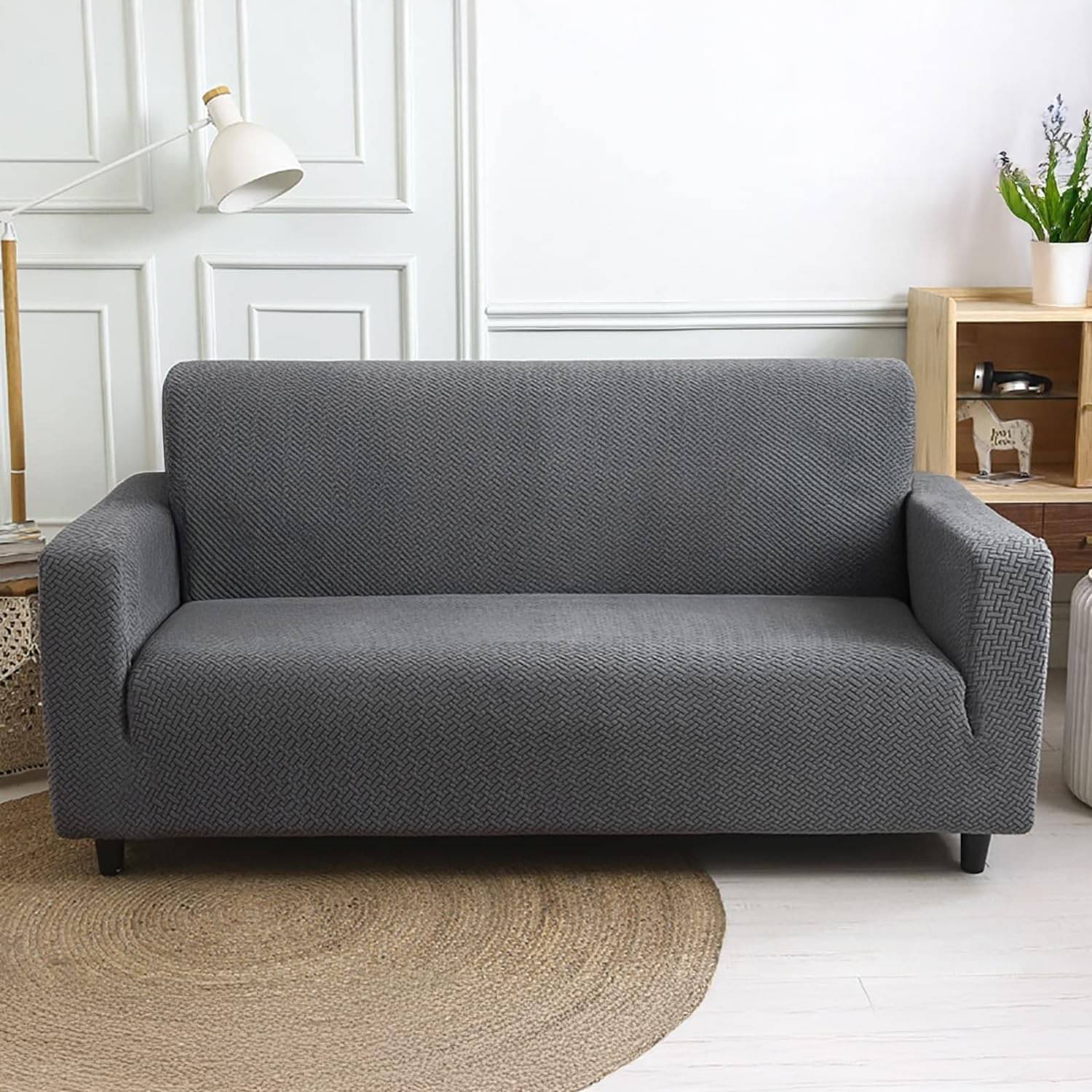    			PrettyKrafts 3 Seater Polyester Sofa Cover ( Pack of 1 )