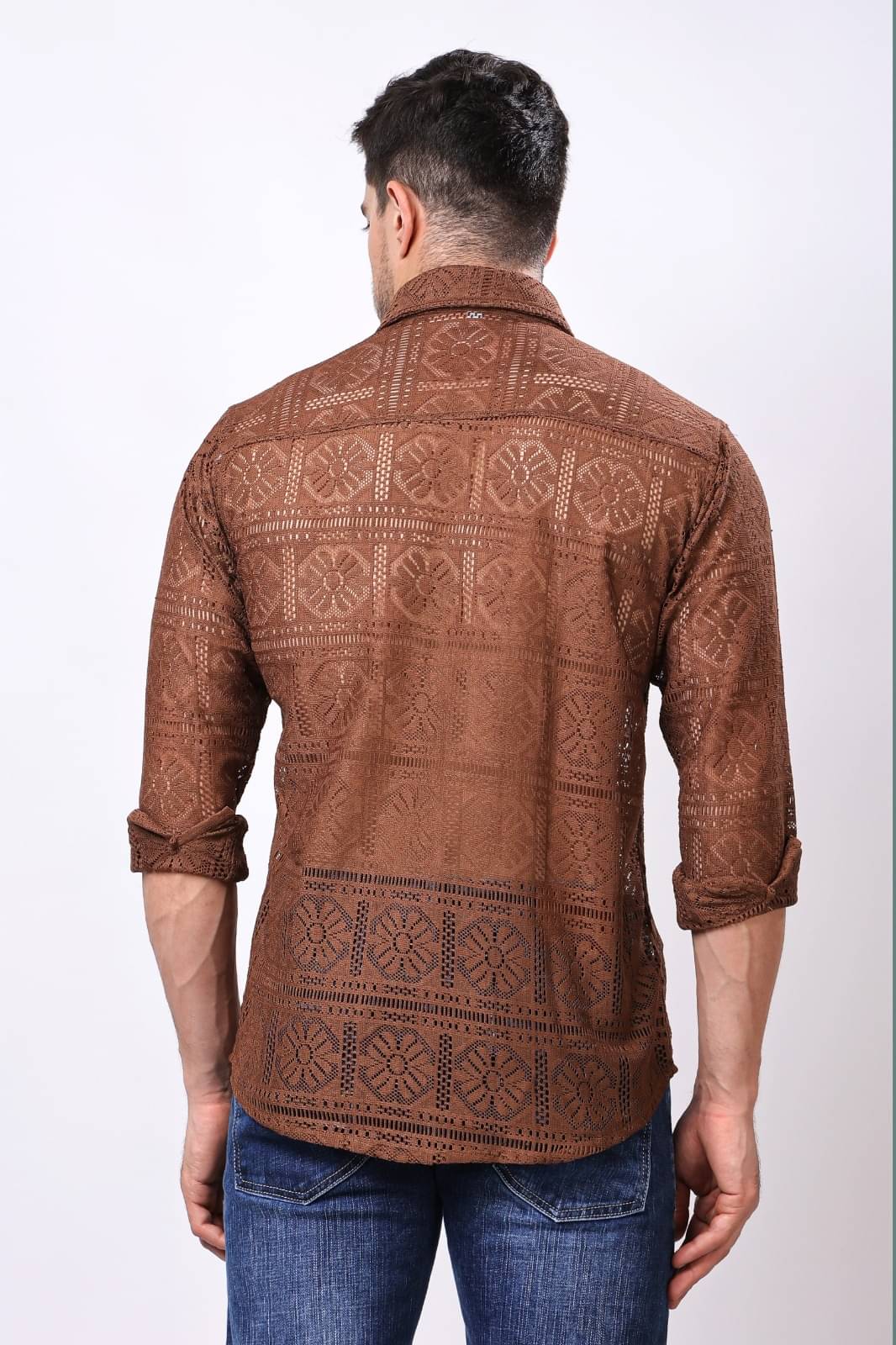 RAAVI Chiffon Regular Fit Solids Full Sleeves Men's Casual Shirt - Brown ( Pack of 1 ) RAAVI Chiffon Regular Fit Solids Full Sleeves Men's Casual Shirt - Brown ( Pack of 1 )