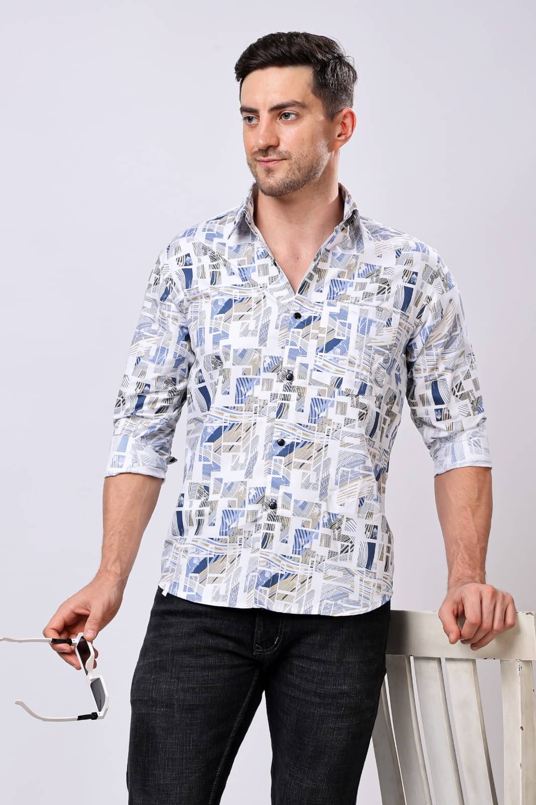     			RAAVI Cotton Blend Regular Fit Solids Full Sleeves Men's Casual Shirt - Multi ( Pack of 1 )