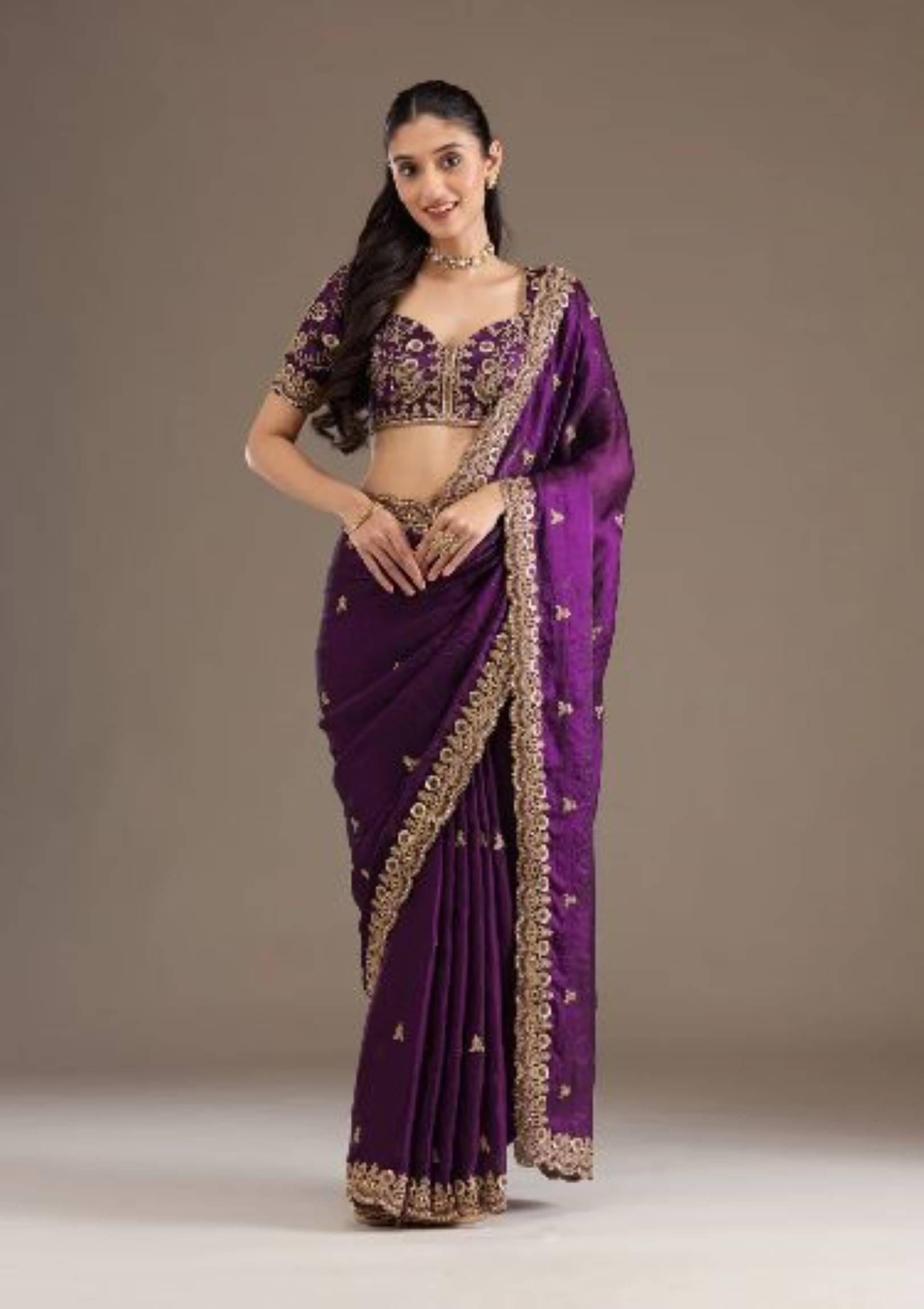 Rangtulika Ethnics Cotton Blend Embroidered Banarasi saree With Unstitched Blouse Piece ( Purple ) Rangtulika Ethnics Cotton Blend Embroidered Banarasi saree With Unstitched Blouse Piece ( Purple )