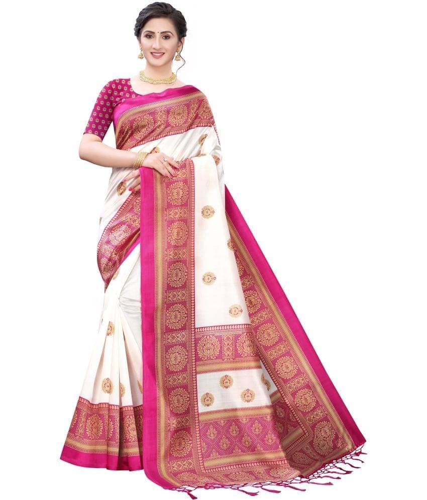     			Saadhvi Art Silk Printed Regular Saree With Unstitched Blouse Piece ( Pink )