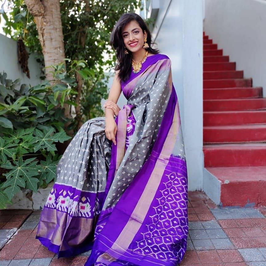     			Saadhvi Art Silk Printed Regular Saree With Unstitched Blouse Piece ( Grey )