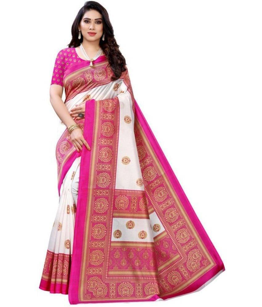 Saadhvi Art Silk Printed Regular Saree With Unstitched Blouse Piece ( Pink ) Saadhvi Art Silk Printed Regular Saree With Unstitched Blouse Piece ( Pink )