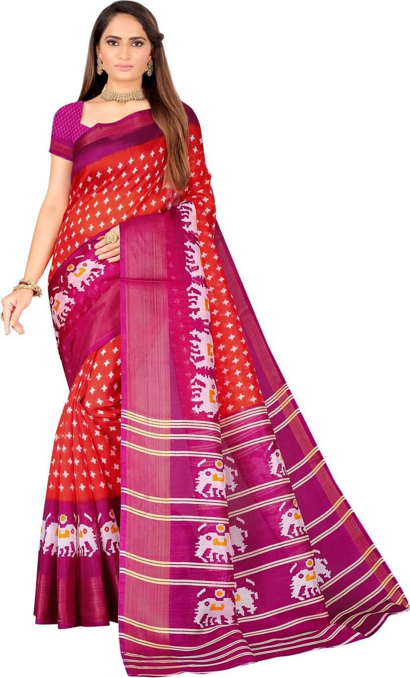 Saadhvi Art Silk Self Design Regular Saree With Unstitched Blouse Piece ( Orange ) Saadhvi Art Silk Self Design Regular Saree With Unstitched Blouse Piece ( Orange )
