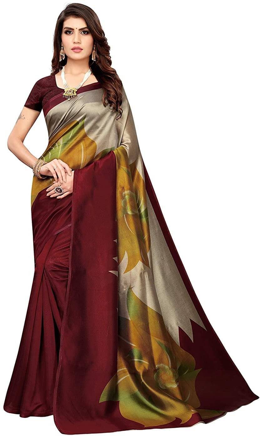 Saadhvi Cotton Silk Embellished Regular Saree With Unstitched Blouse Piece ( Maroon ) Saadhvi Cotton Silk Embellished Regular Saree With Unstitched Blouse Piece ( Maroon )