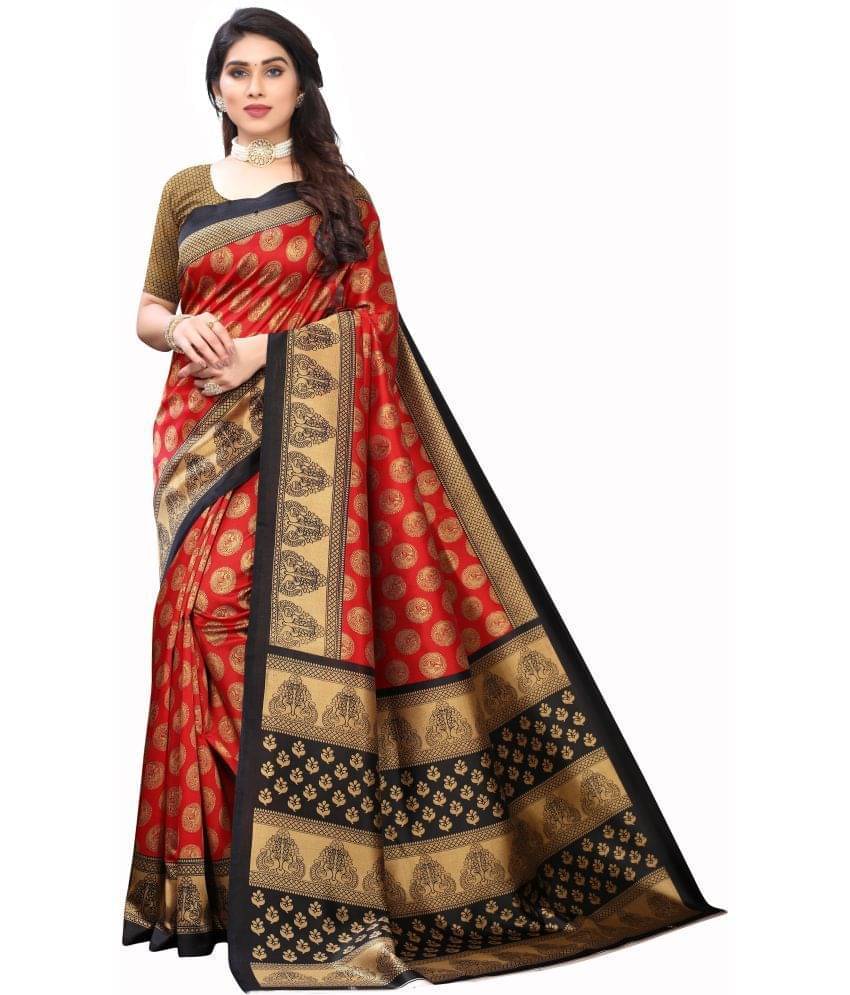 Saadhvi Cotton Silk Solid Regular Saree With Unstitched Blouse Piece ( Red ) Saadhvi Cotton Silk Solid Regular Saree With Unstitched Blouse Piece ( Red )