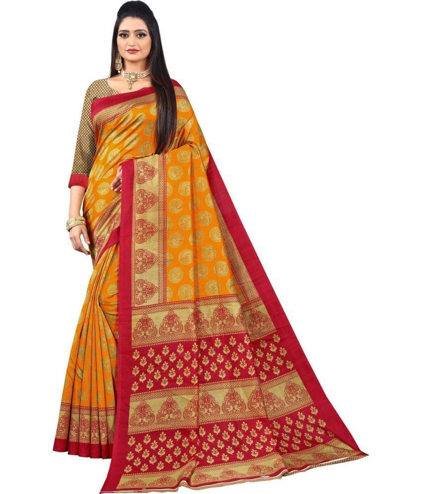    			Saadhvi Cotton Silk Solid Regular Saree With Unstitched Blouse Piece ( Yellow )