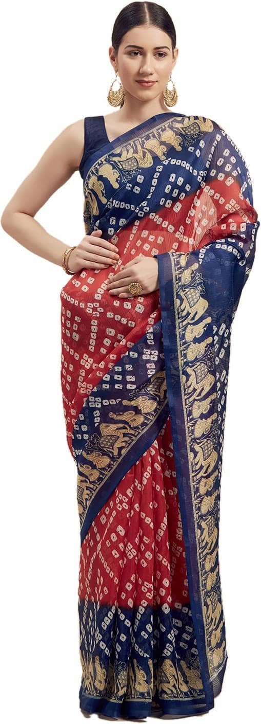 Saadhvi Net Cut Outs Regular Saree With Unstitched Blouse Piece ( Multicolor ) - Sarees | Buy online on ZillyBuy