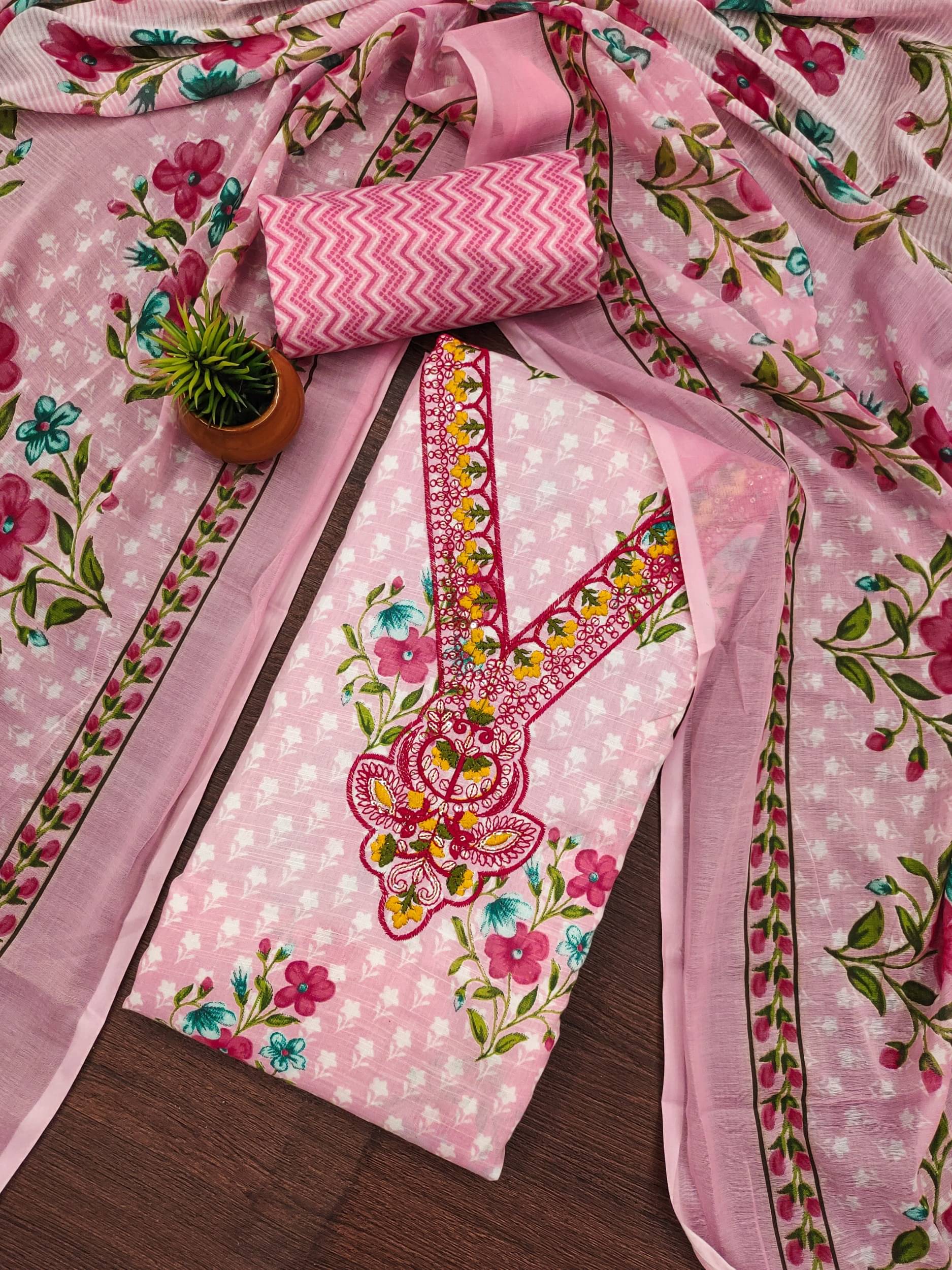 Shree Mahantam Women Chanderi Unstitched Dress Material ( Pink ) Shree Mahantam Women Chanderi Unstitched Dress Material ( Pink )