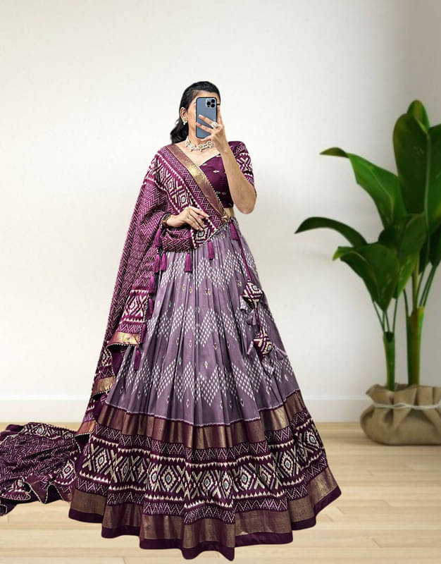 Supar Sleave Purple Art Silk Chaniya Choli Semi Stitched Lehenga Single Supar Sleave Purple Art Silk Chaniya Choli Semi Stitched Lehenga Single