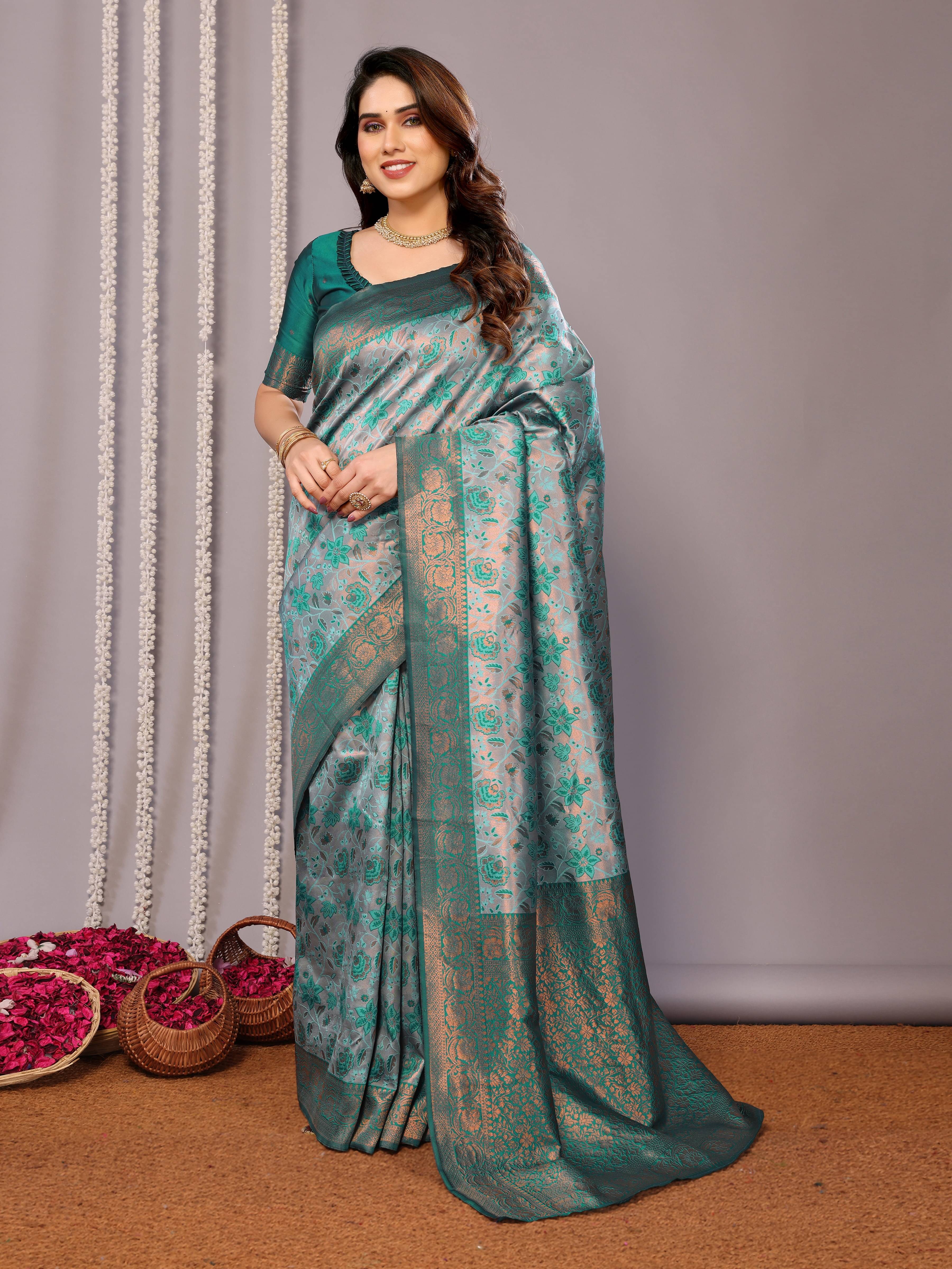     			THE PRIVATE LABLE Cotton Woven Banarasi saree With Unstitched Blouse Piece ( Rama )