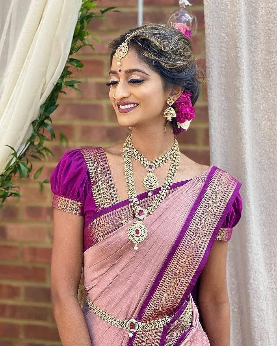     			THE PRIVATE LABLE Georgette Woven Banarasi saree With Unstitched Blouse Piece ( Purple )