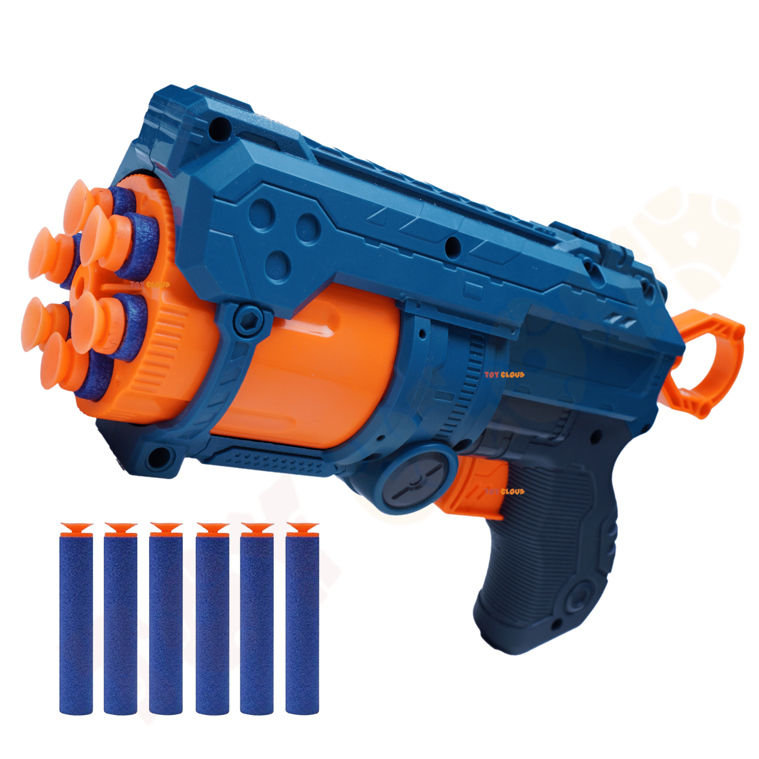     			Toy Cloud Dart Rotating Drum Gun Manual Attacker Soft Foam Dart Blaster with 6-Dart Barrel for Rapid Fire Fun Ideal Gun Toys for Kids Ages 7-14