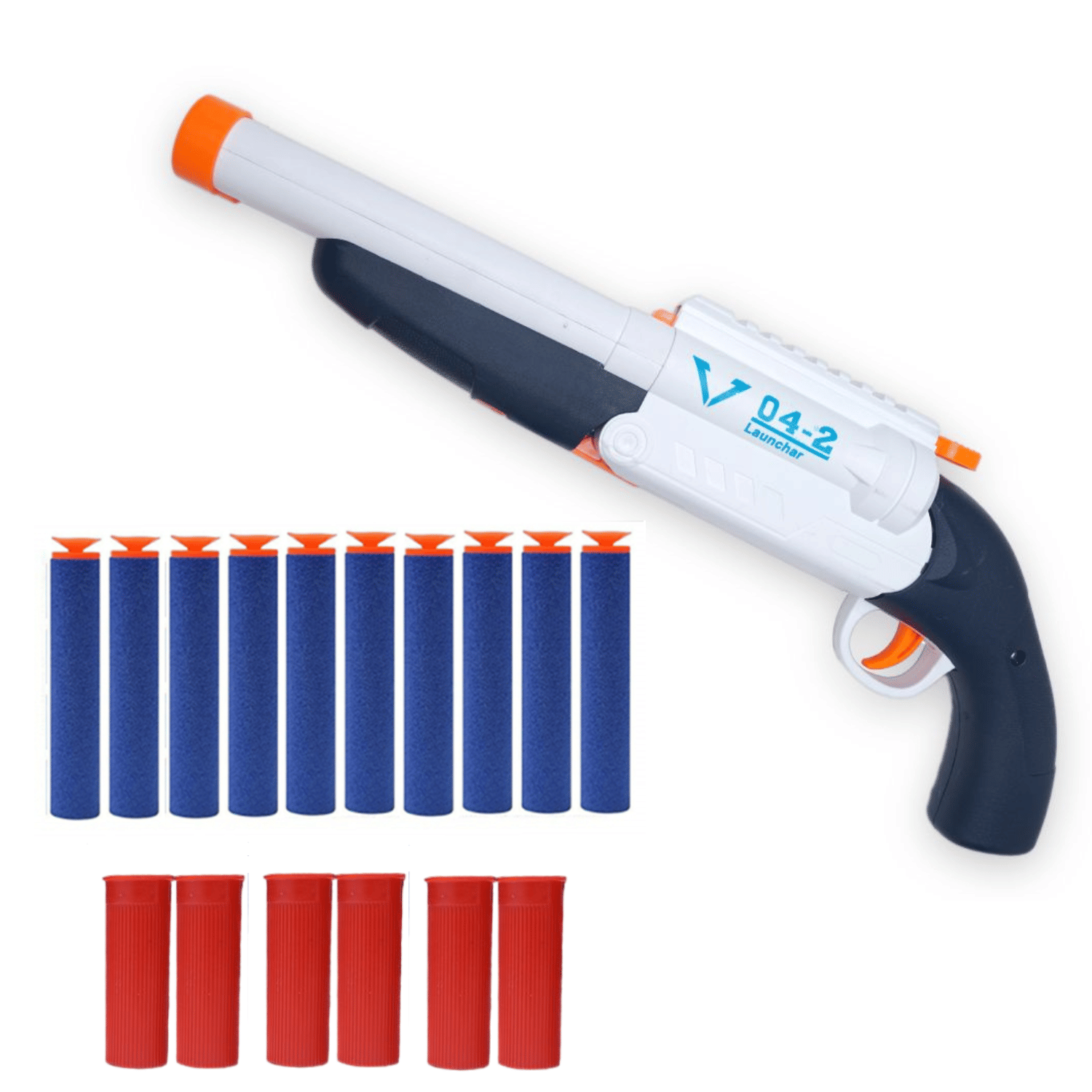     			Toy Cloud Super Blast Double Barreled Gun, Soft Blaster Manual Bullet Shooting Gun Toy with 6 Bullet Shells & 10 Soft Foam Darts
