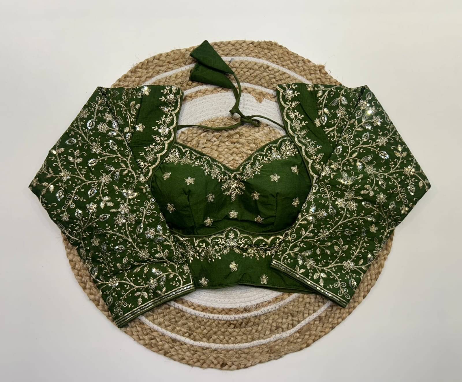     			Trandtide Green Readymade with Pad Silk Women's Blouse ( Pack of 1 )