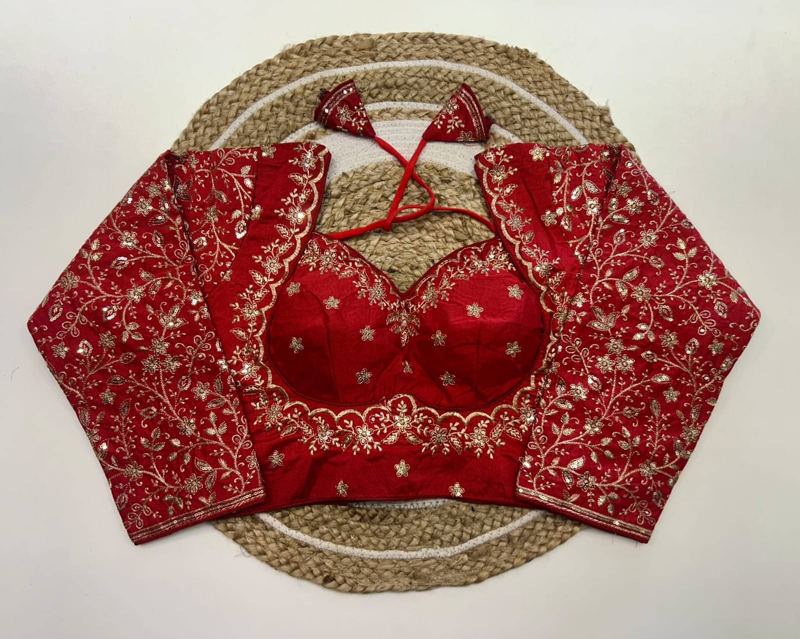     			Trandtide Red Readymade with Pad Silk Women's Blouse ( Pack of 1 )