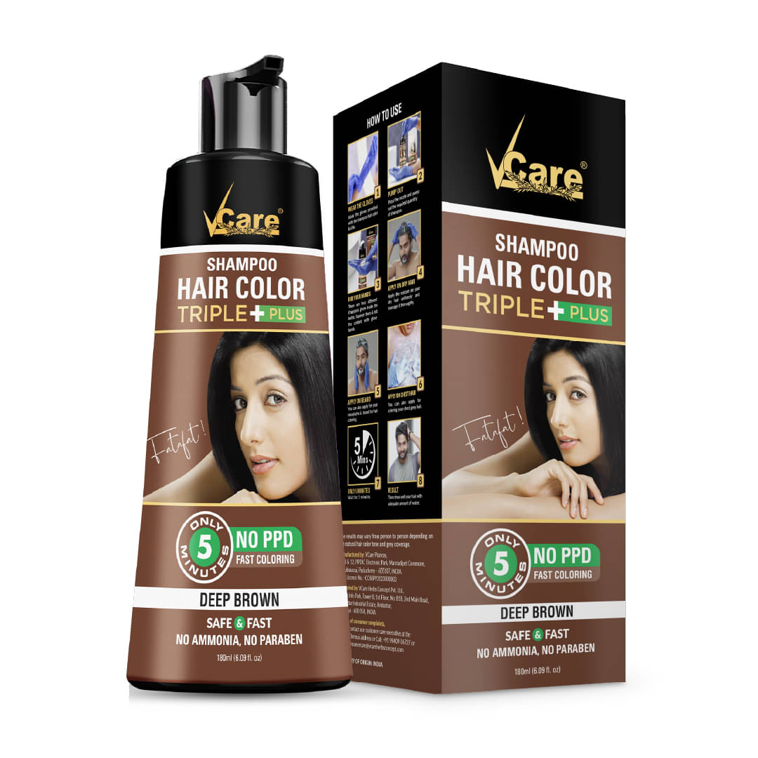 VCare Triple Plus Paraben Free Temporary Hair Color 180 mL Brown VCare Triple Plus Paraben Free Temporary Hair Color 180 mL Brown
