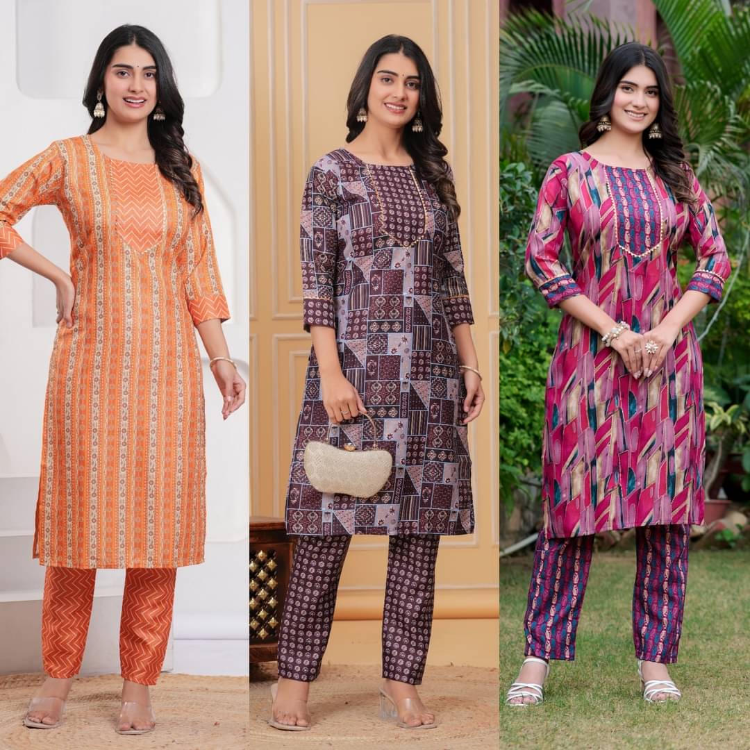 YAGNIK FASHION Women Cotton Printed Straight Kurti With Pants ( Multicoloured ) YAGNIK FASHION Women Cotton Printed Straight Kurti With Pants ( Multicoloured )
