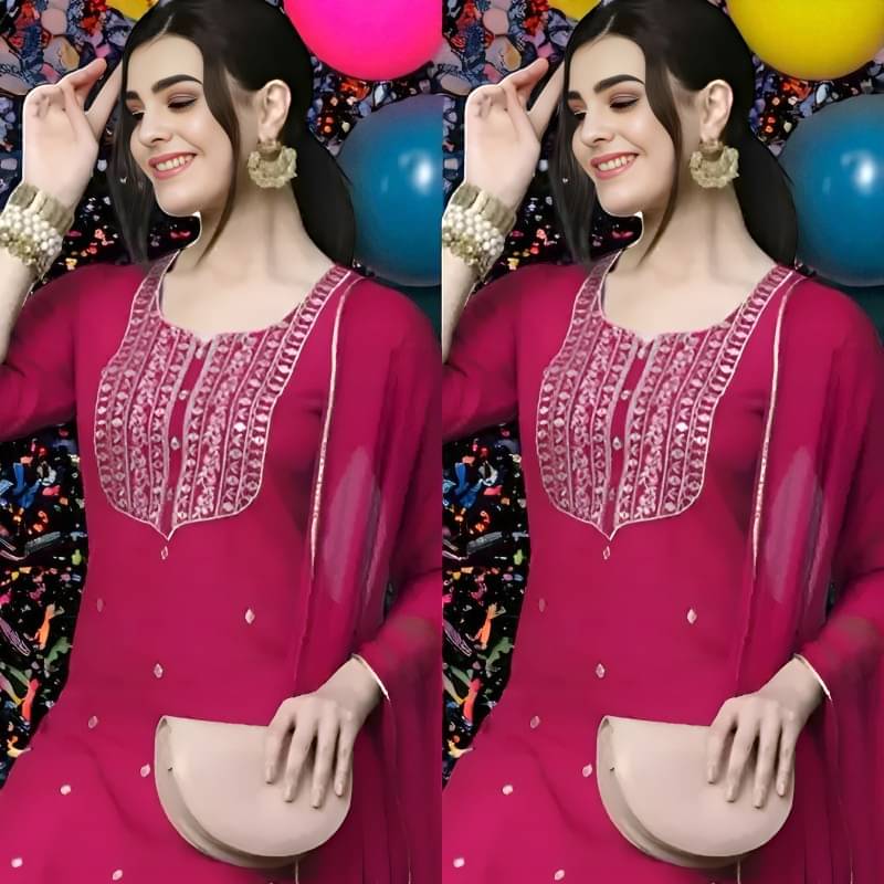    			Zorista Women Rayon Embroidered A-line Kurti with Dupatta ( Pink )