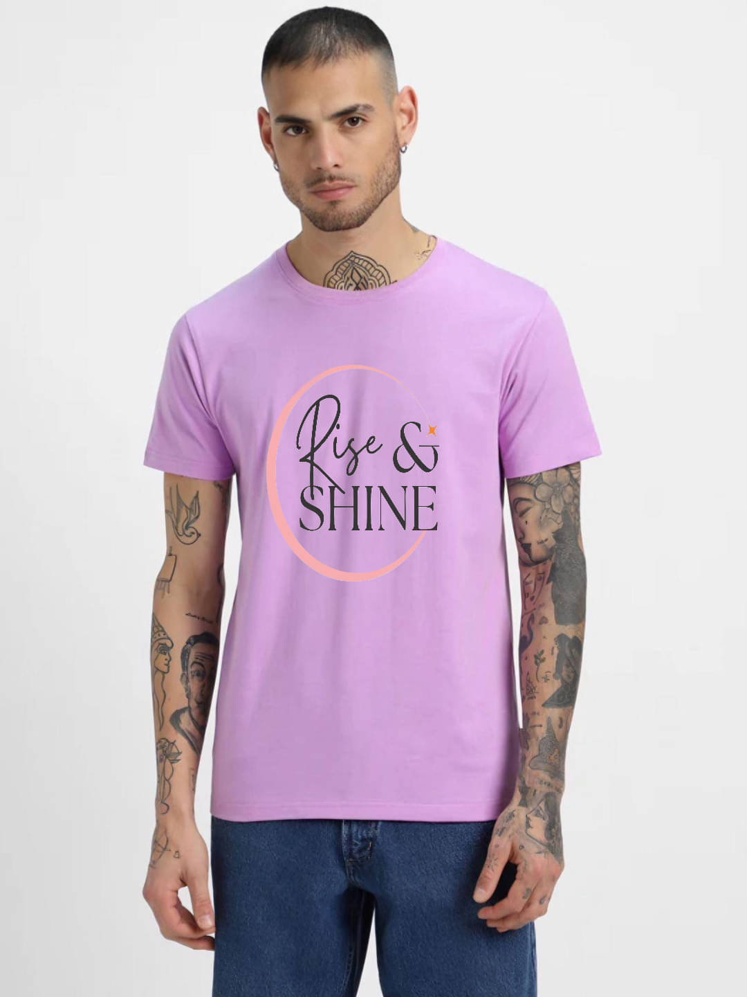     			hesha Men Cotton Regular Fit Printed T-Shirt ( Purple )