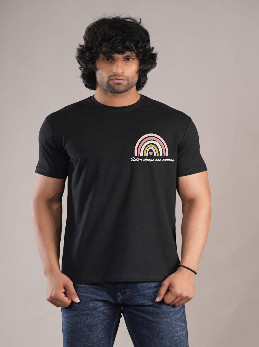     			hesha Men Cotton Regular Fit Printed T-Shirt ( Black )