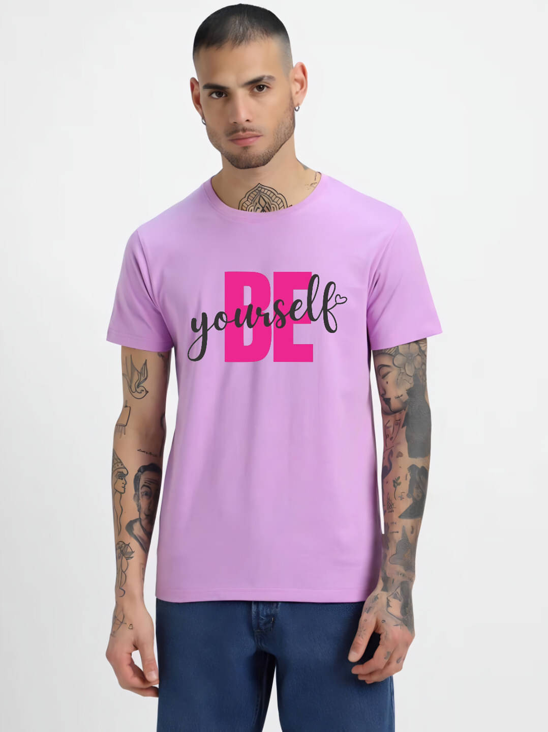    			hesha Men Cotton Regular Fit Printed T-Shirt ( Purple )