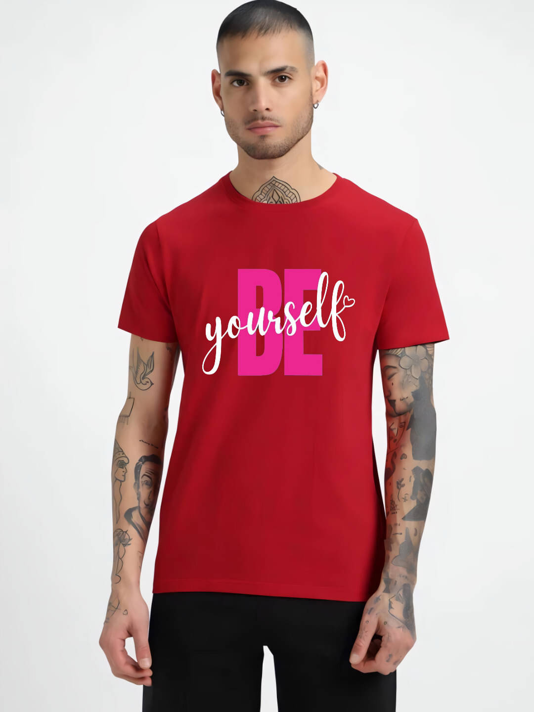     			hesha Men Cotton Regular Fit Printed T-Shirt ( Red )