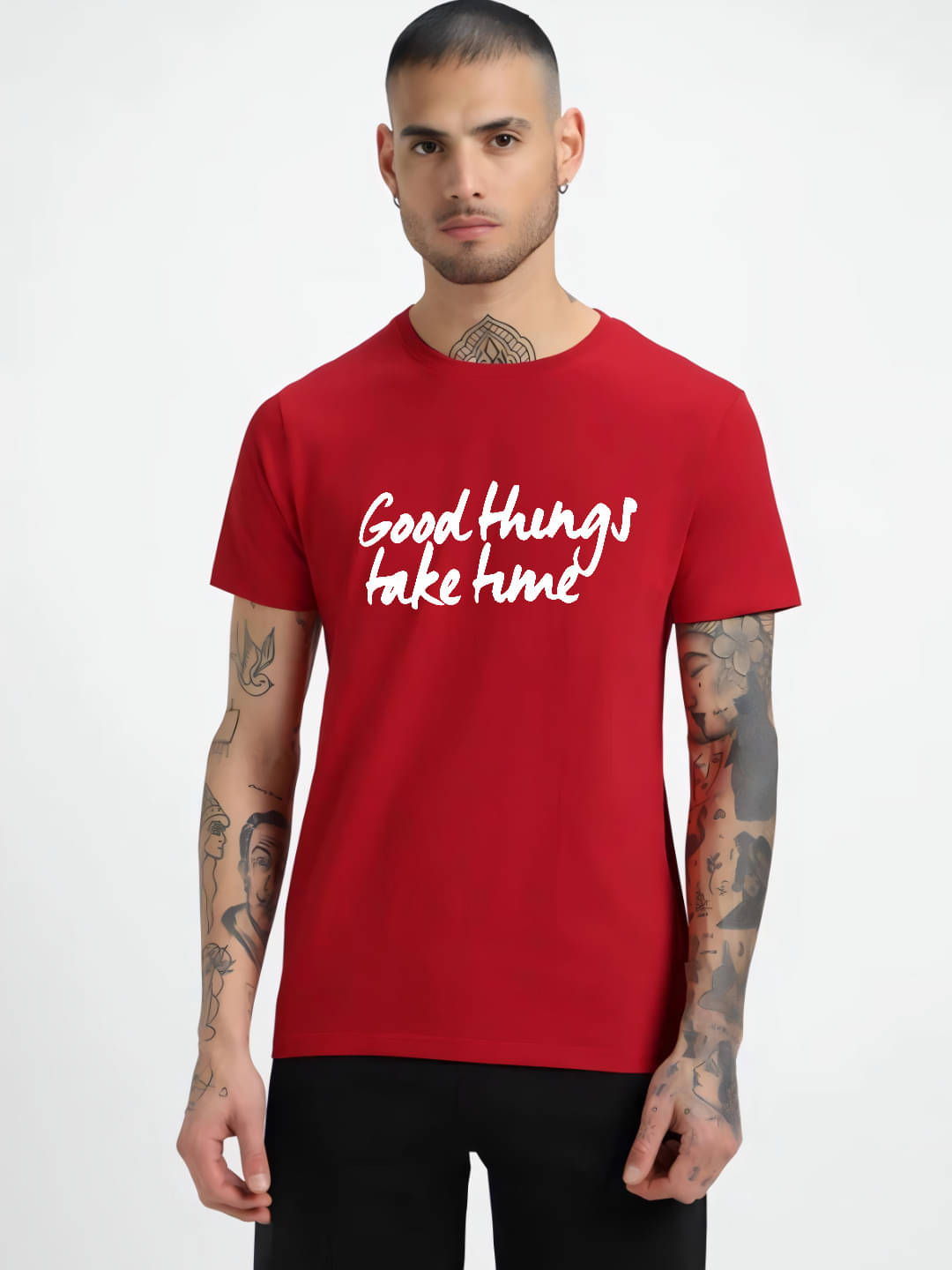     			hesha Men Cotton Regular Fit Printed T-Shirt ( Red )