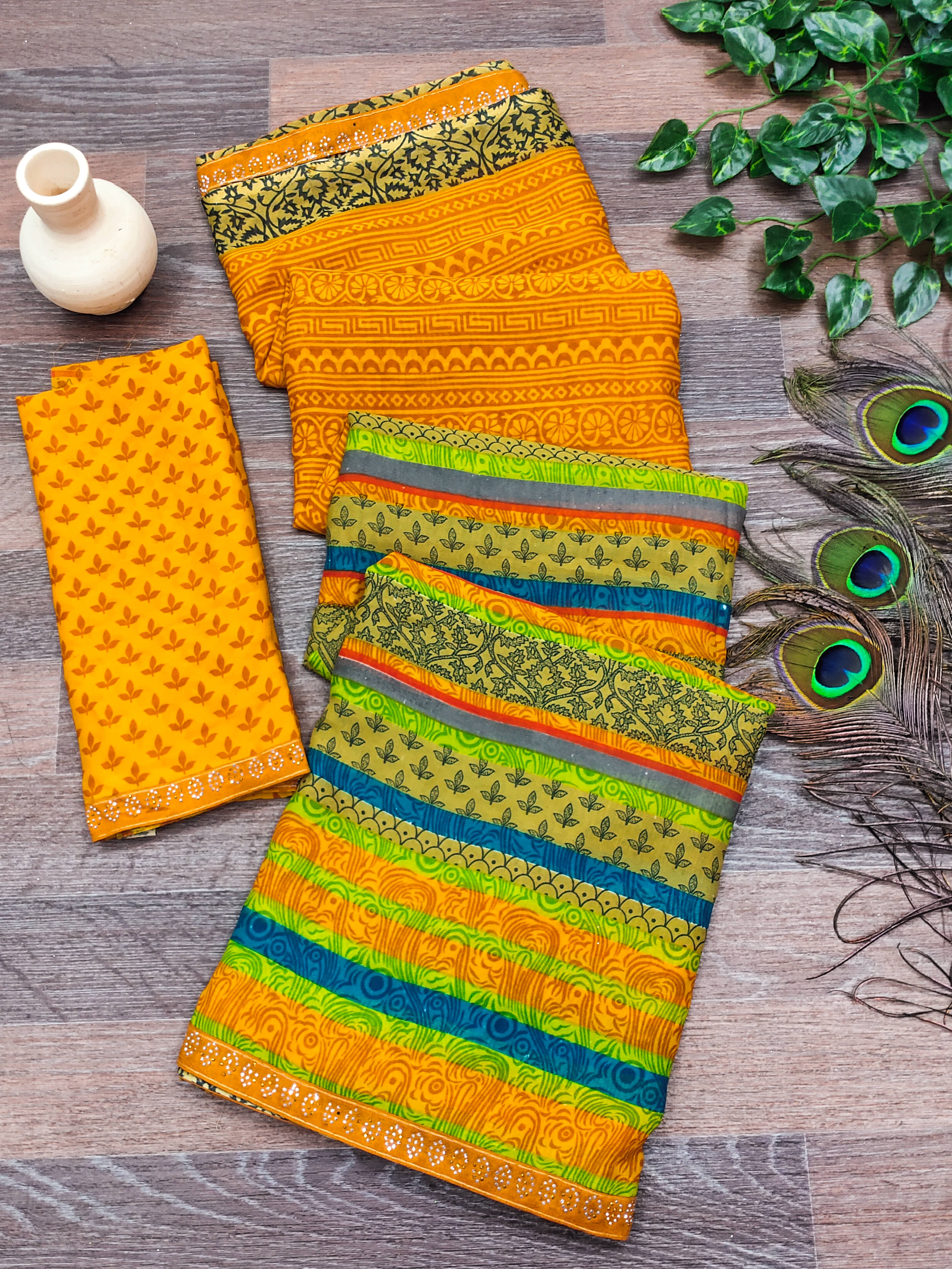     			ANAND SAREES Georgette Embellished Chanderi saree With Unstitched Blouse Piece ( Yellow )