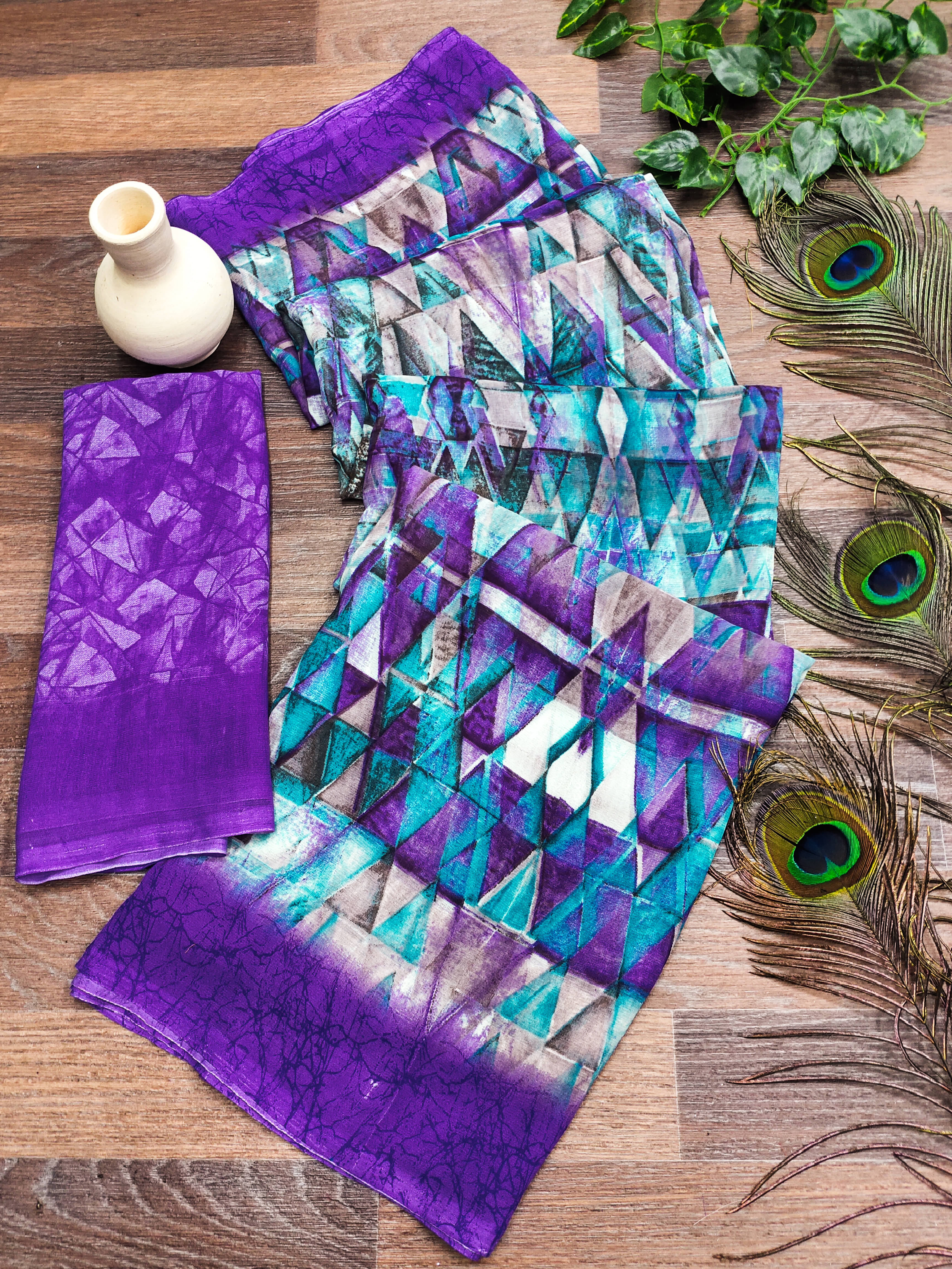 ANAND SAREES Georgette Printed Chanderi saree With Unstitched Blouse Piece ( Purple )     			ANAND SAREES Georgette Printed Chanderi saree With Unstitched Blouse Piece ( Purple )