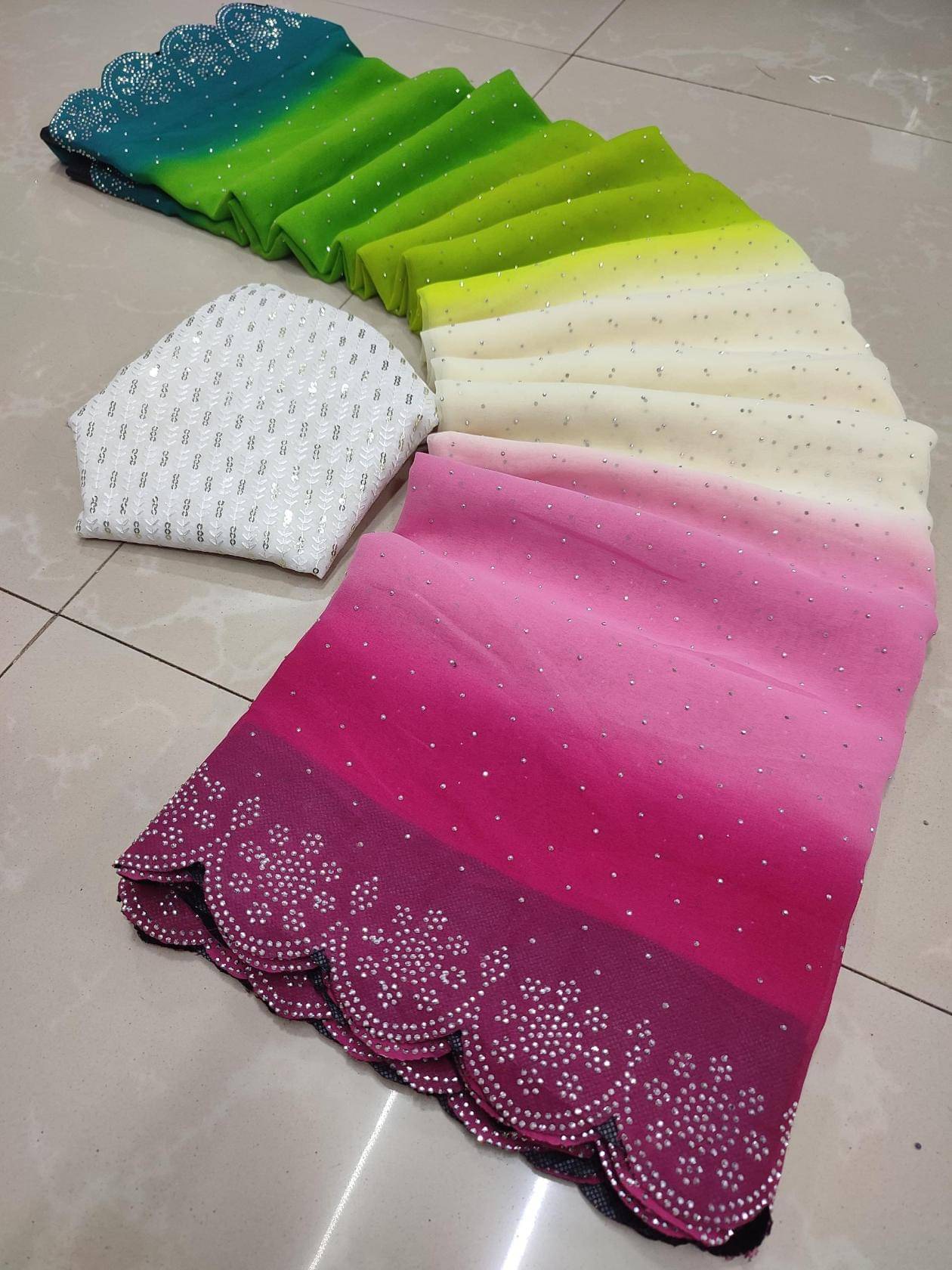 Avenue Creation Georgette Solid Regular Saree With Unstitched Blouse Piece ( Multicolor ) Avenue Creation Georgette Solid Regular Saree With Unstitched Blouse Piece ( Multicolor )