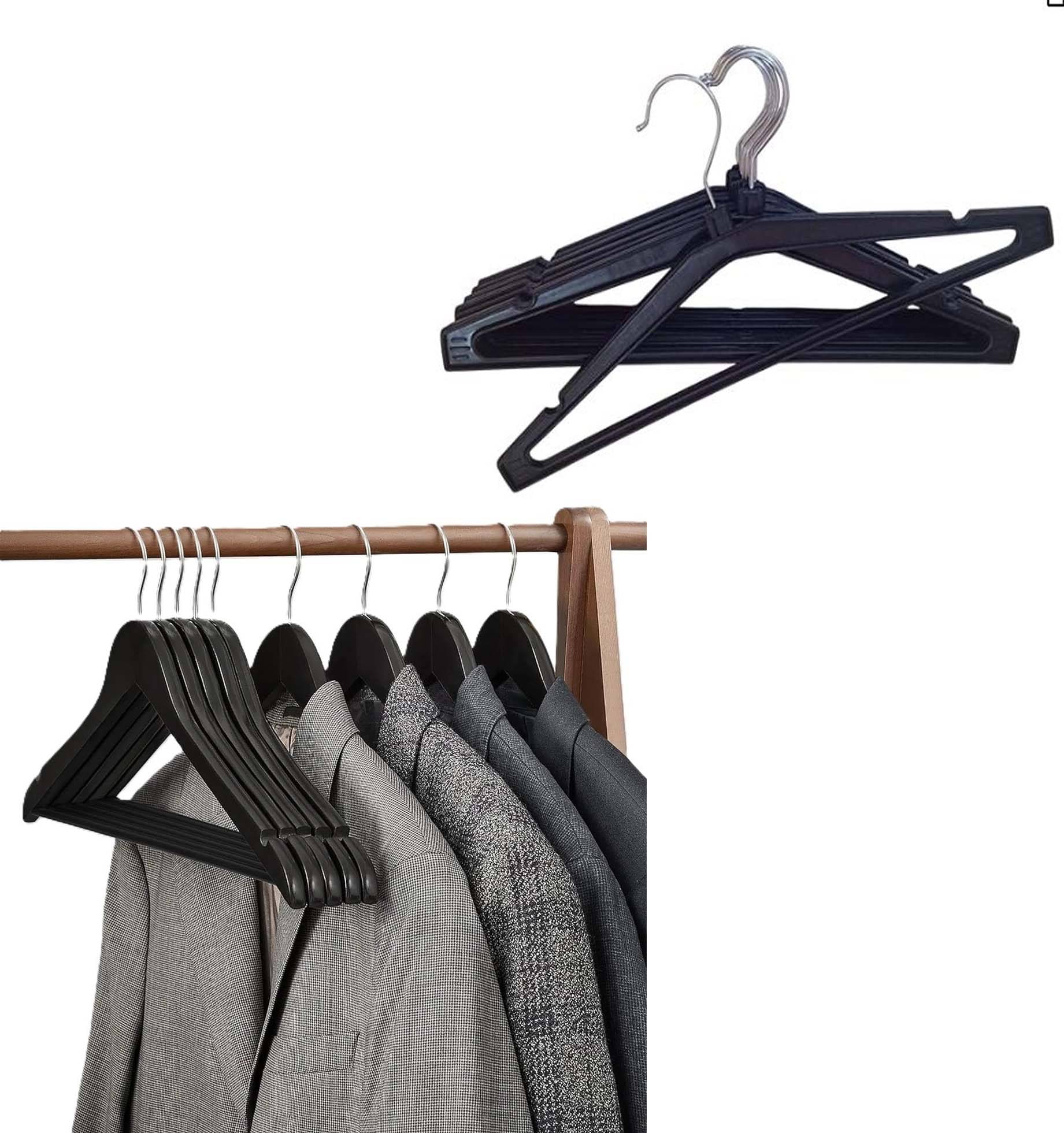 Black Pack of 10 Hangers Great Selection of Heavy Stainless Steel Cloth Hanger with Plastic Coating, Hangers Black Pack of 10 Hangers Great Selection of Heavy Stainless Steel Cloth Hanger with Plastic Coating, Hangers