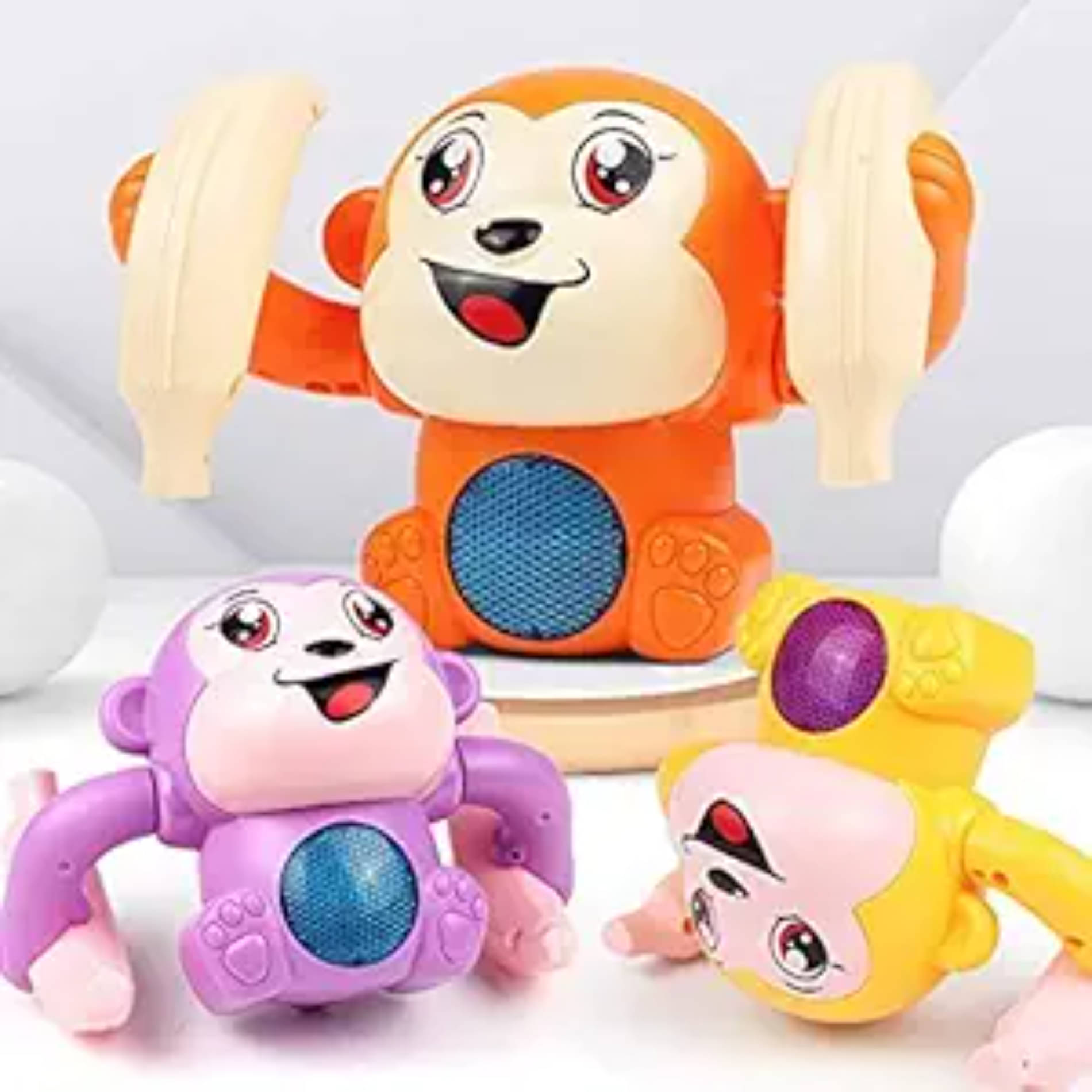 Esnapy Rolling Banana Monkey Toys with Voice/Touch Sensor On Dancing Monkey Dancing Toy for Kids Rolling Electric for Children Doll Tumble Toy with Sound Light Effects - Multi Color 2 Esnapy Rolling Banana Monkey Toys with Voice/Touch Sensor On Dancing Monkey Dancing Toy for Kids Rolling Electric for Children Doll Tumble Toy with Sound Light Effects - Multi Color 2