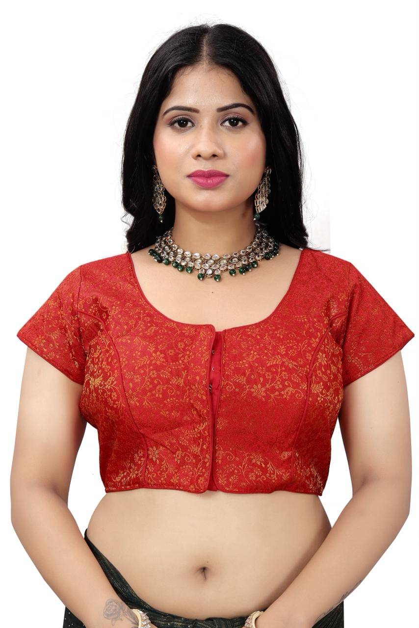 KALAVATI FASHION Red Readymade with Pad Brocade Women's Blouse ( Pack of 1 )     			KALAVATI FASHION Red Readymade with Pad Brocade Women's Blouse ( Pack of 1 )