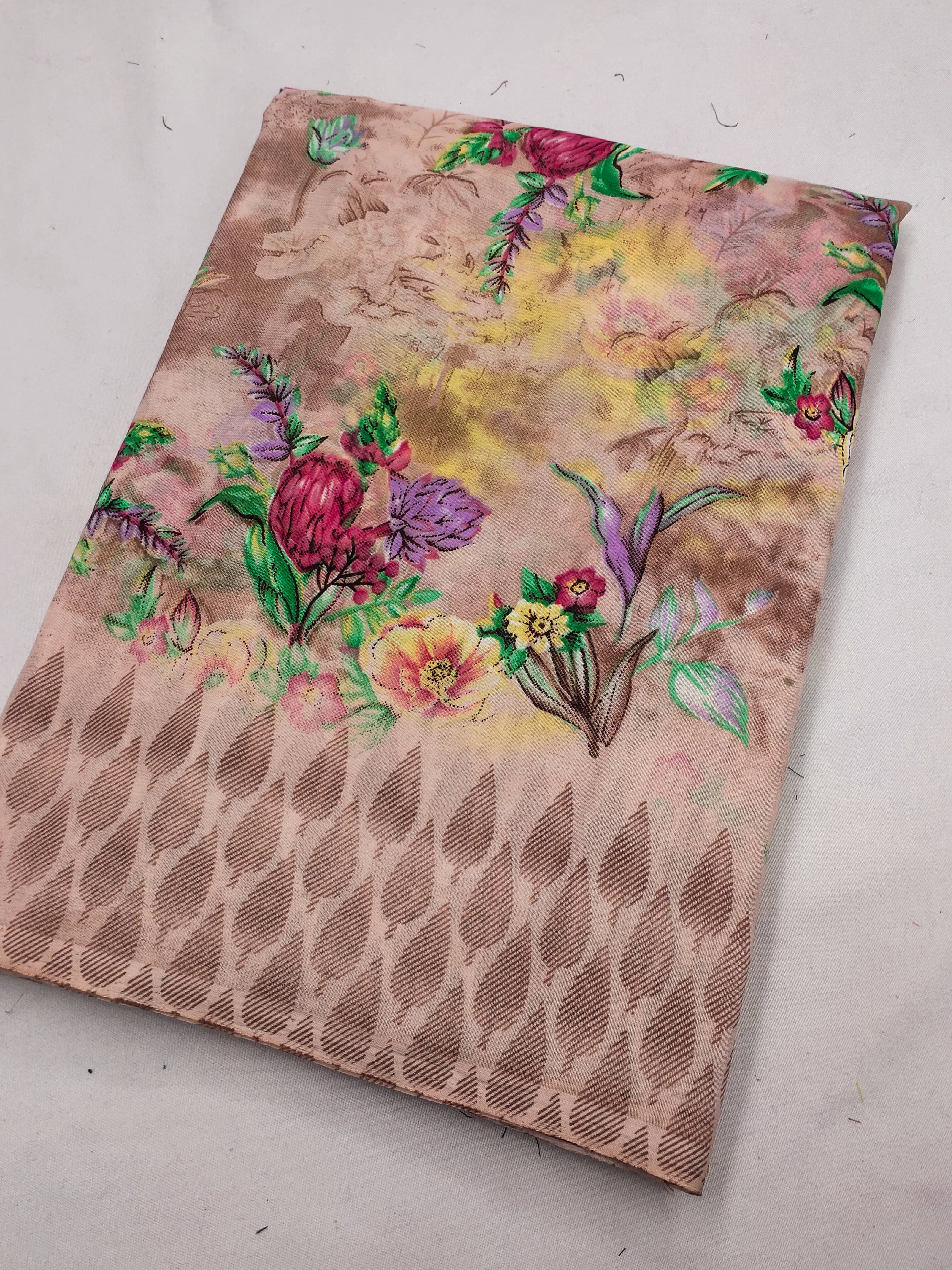 Kashvi Sarees Georgette Printed Chanderi saree With Unstitched Blouse Piece ( Peach )     			Kashvi Sarees Georgette Printed Chanderi saree With Unstitched Blouse Piece ( Peach )