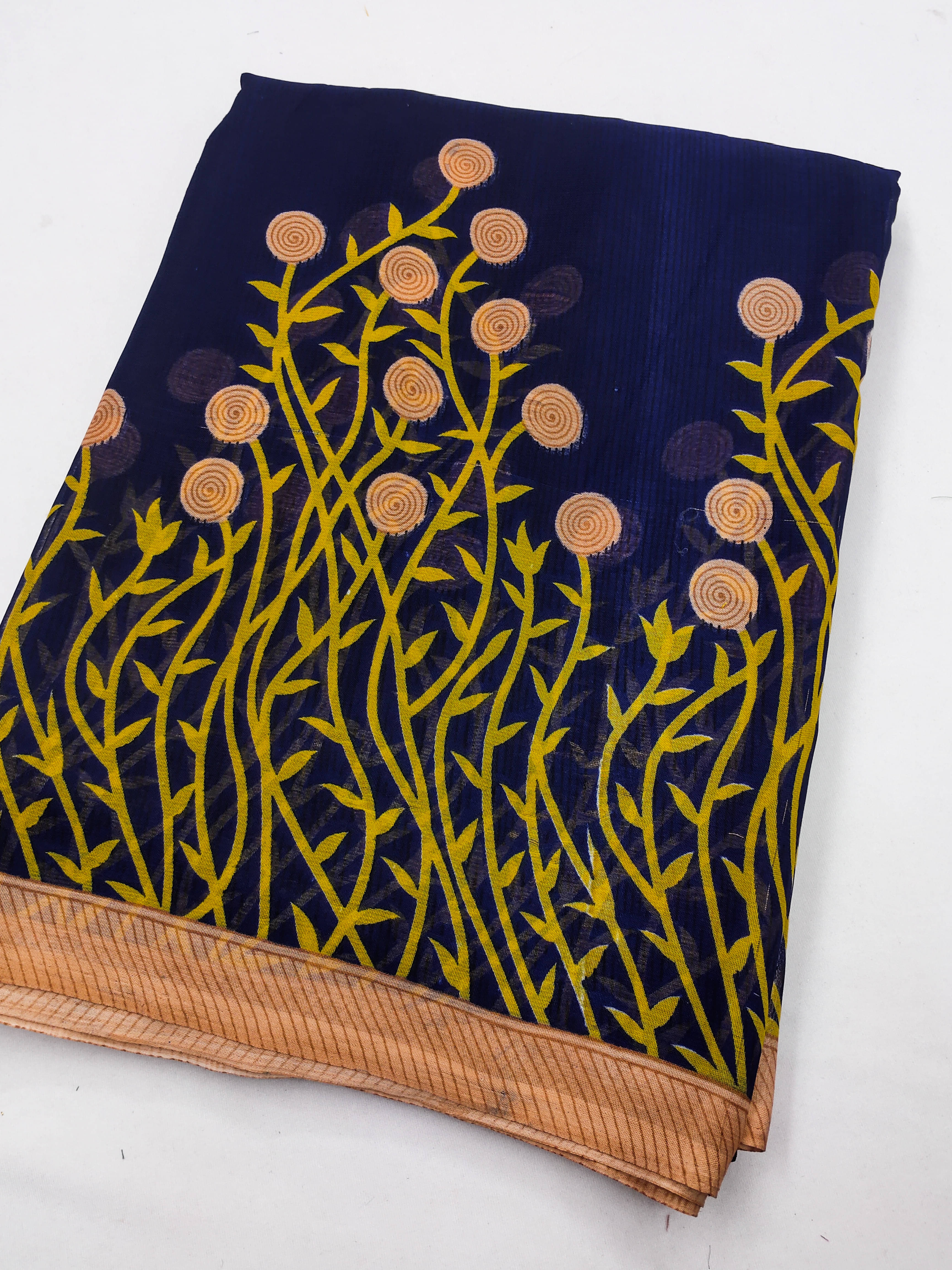     			Kashvi Sarees Georgette Printed Chanderi saree With Unstitched Blouse Piece ( Blue )