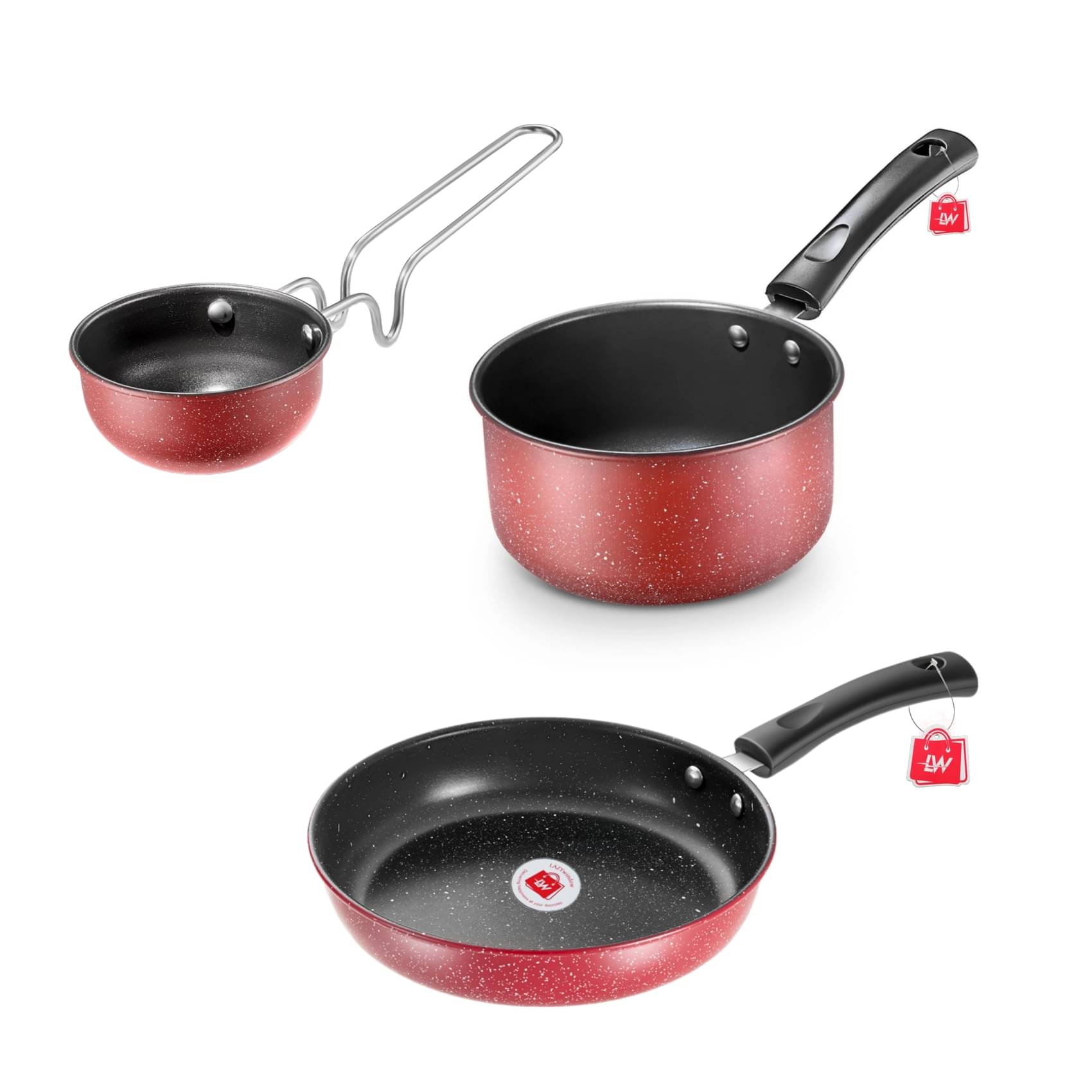     			LAZYWINDOW Non-Stick PTFE (Non-stick) Pots & pan Induction Bottom without Lid 19 cm Diameter 1 Ltr