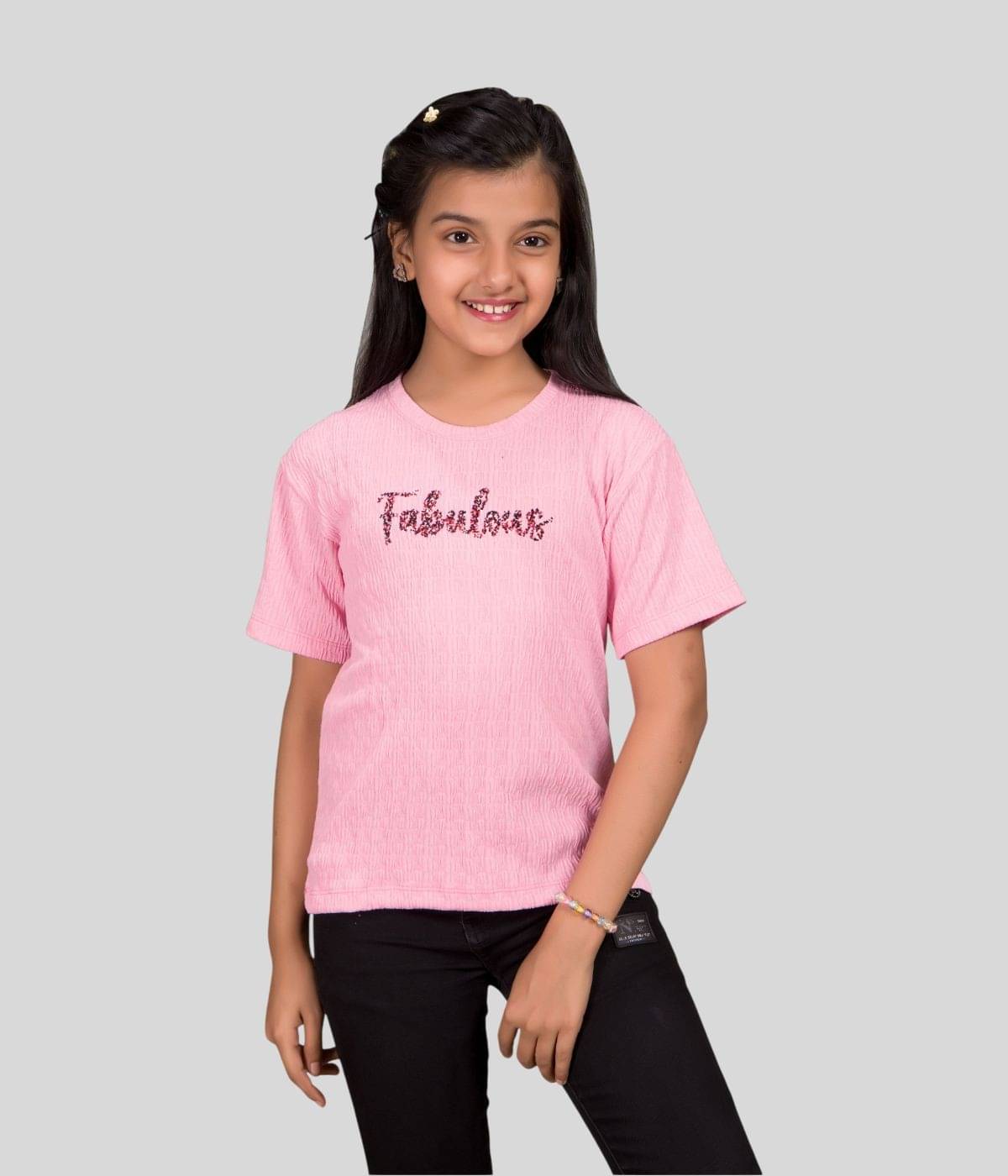     			Little Funky Pack of 1 Girls Cotton Blend T-Shirt ( Pink )