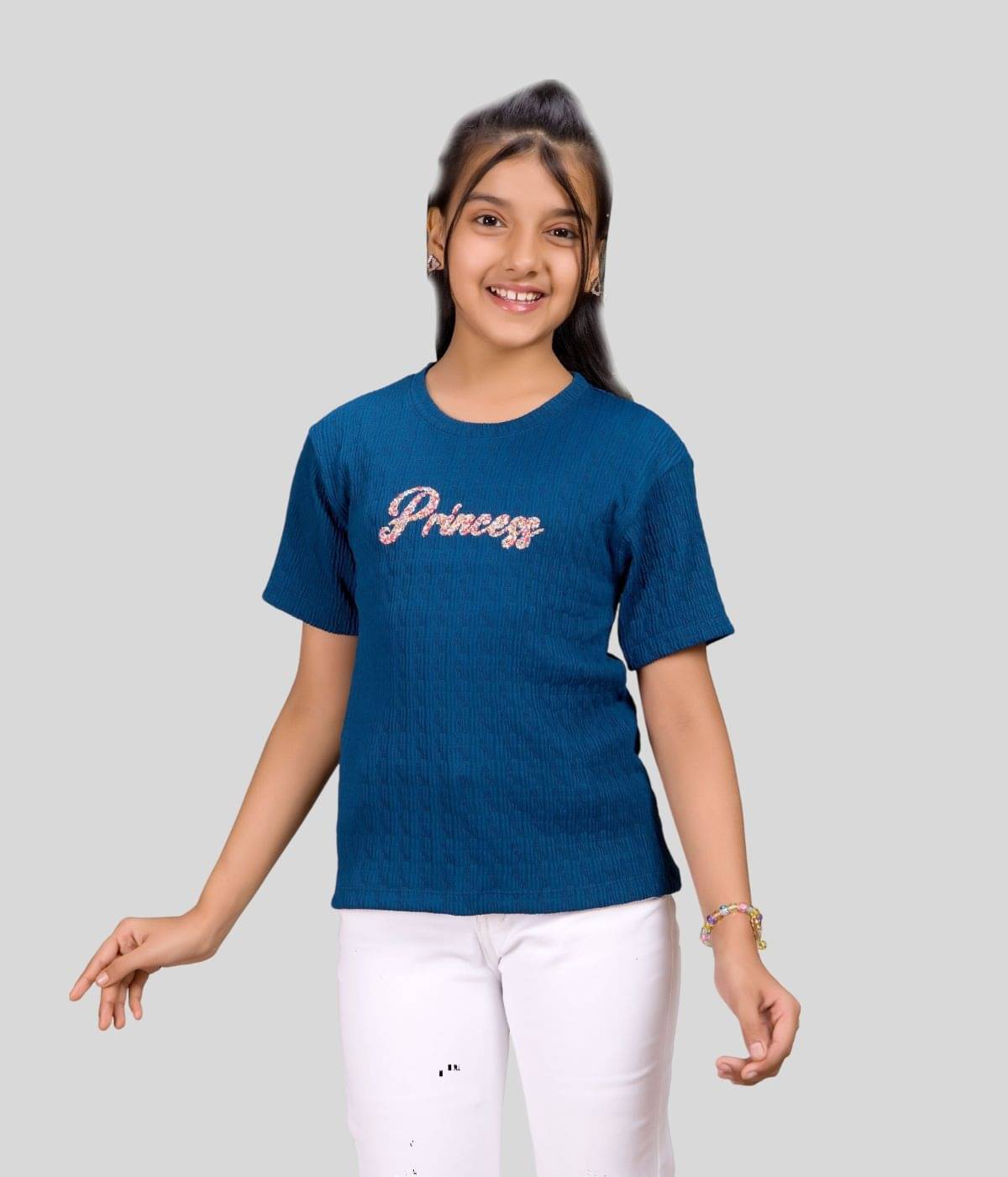     			Little Funky Pack of 1 Girls Cotton Blend T-Shirt ( Teal )