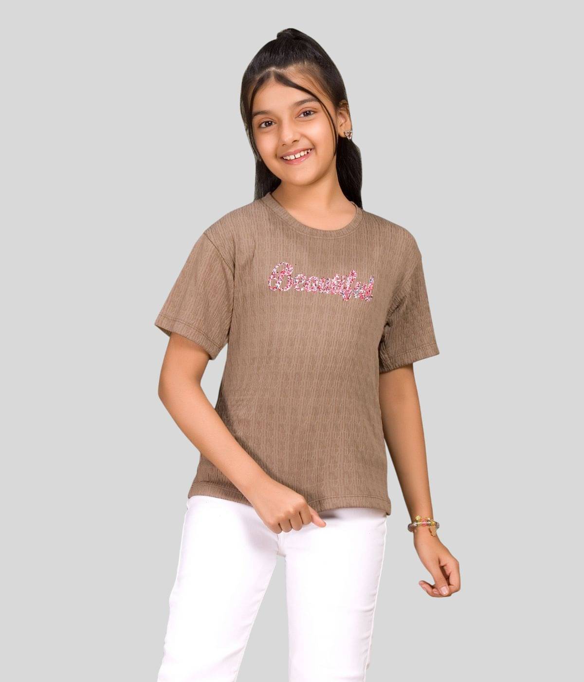     			Little Funky Pack of 1 Girls Cotton Blend T-Shirt ( Brown )