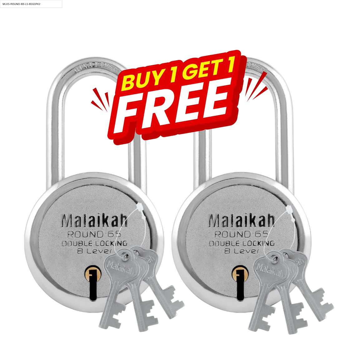    			Malaikah Buy 1 Get 1 Free Round 65 Long Shackle Double Locking 7 Lever Pack Of 2
