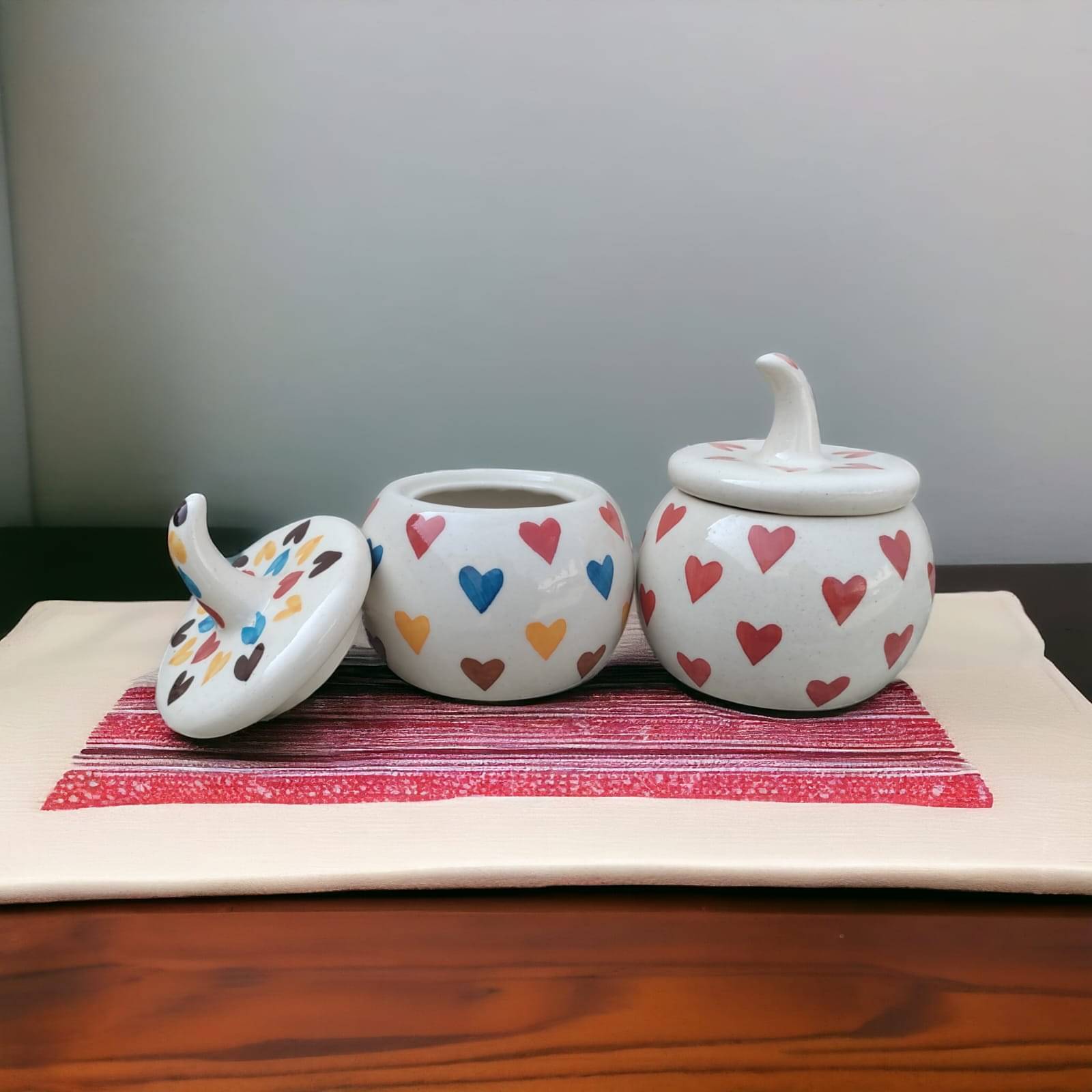 Malaikah Multi Combo Salt Jar Ceramic Multicolor Tea/Coffee/Sugar Container ( Set of 2 ) Malaikah Multi Combo Salt Jar Ceramic Multicolor Tea/Coffee/Sugar Container ( Set of 2 )