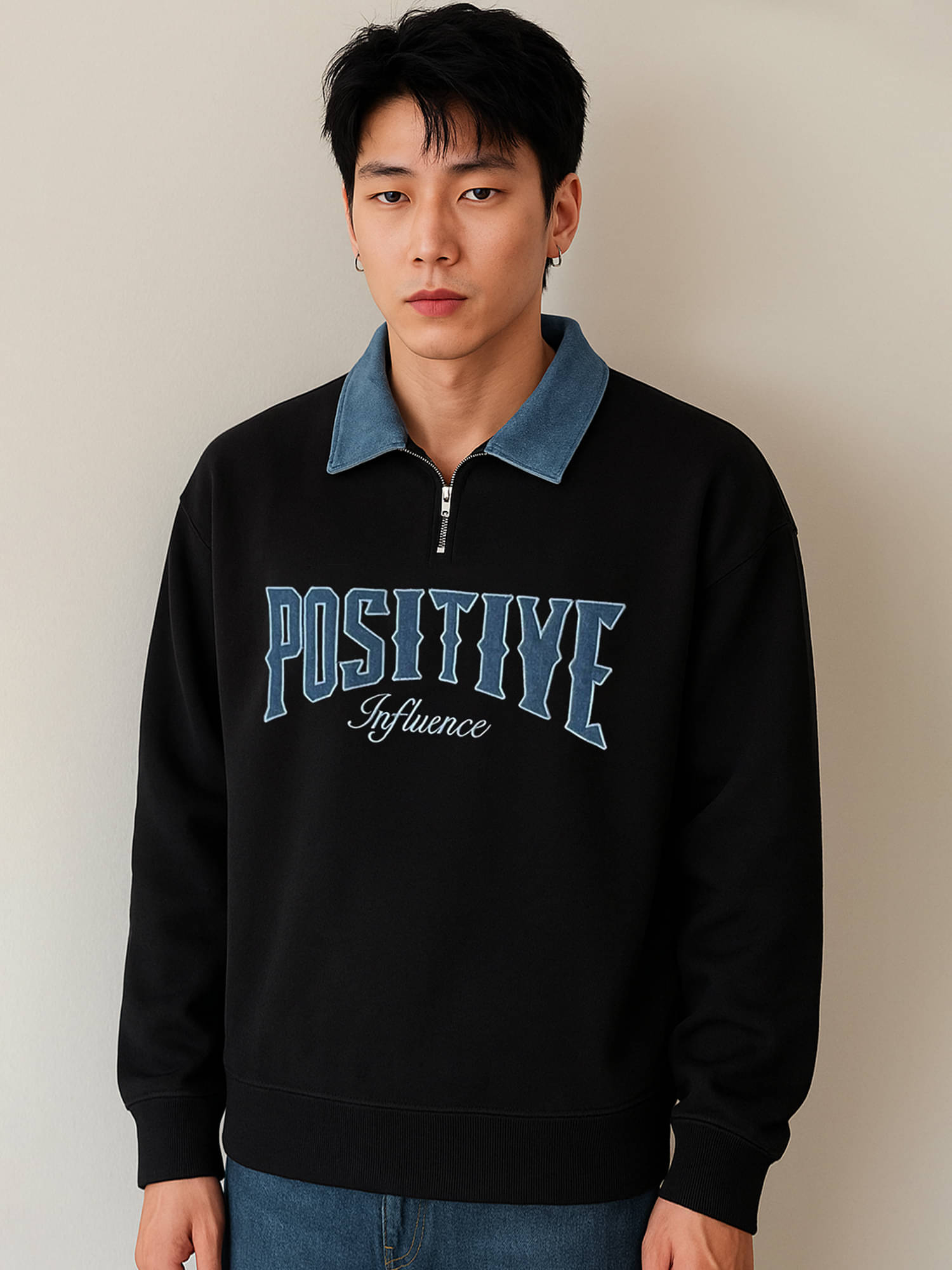     			Maniac Men Cotton Blend Oversized Fit Printed Polo T Shirt ( Black )
