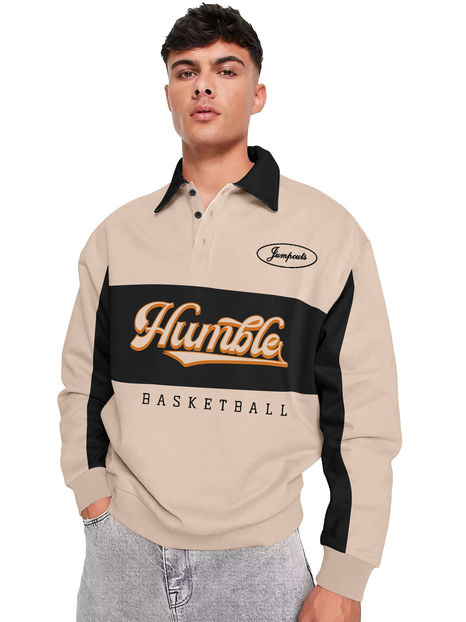     			Maniac Men Cotton Blend Regular Fit Printed Polo T Shirt ( Beige )