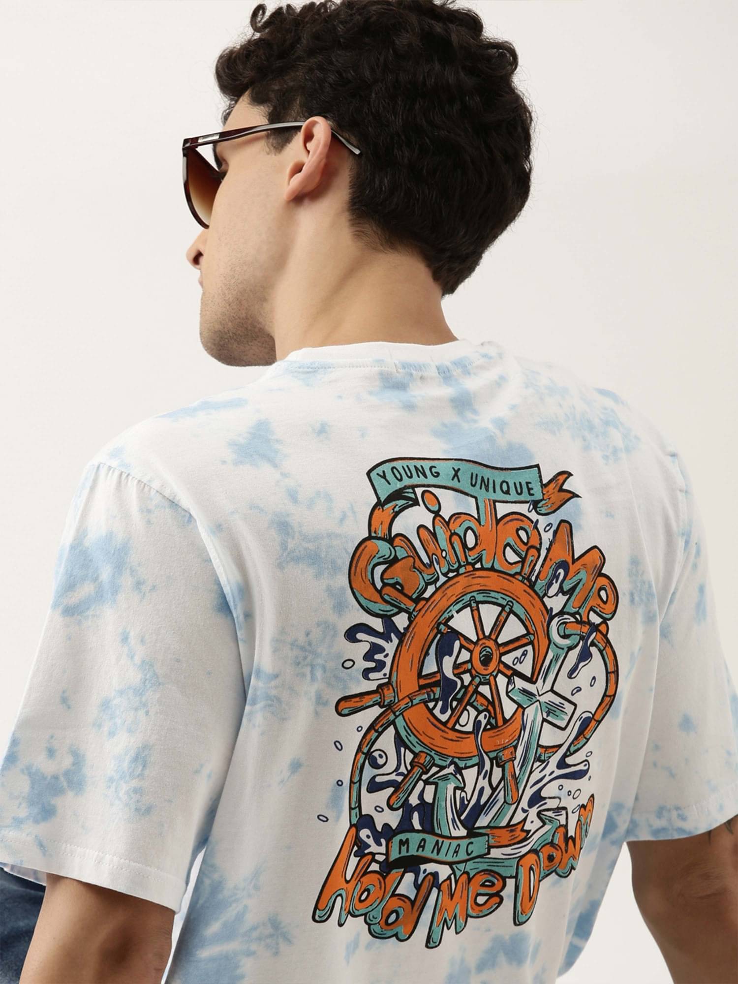     			Maniac Men Cotton Oversized Fit Printed T-Shirt ( White )