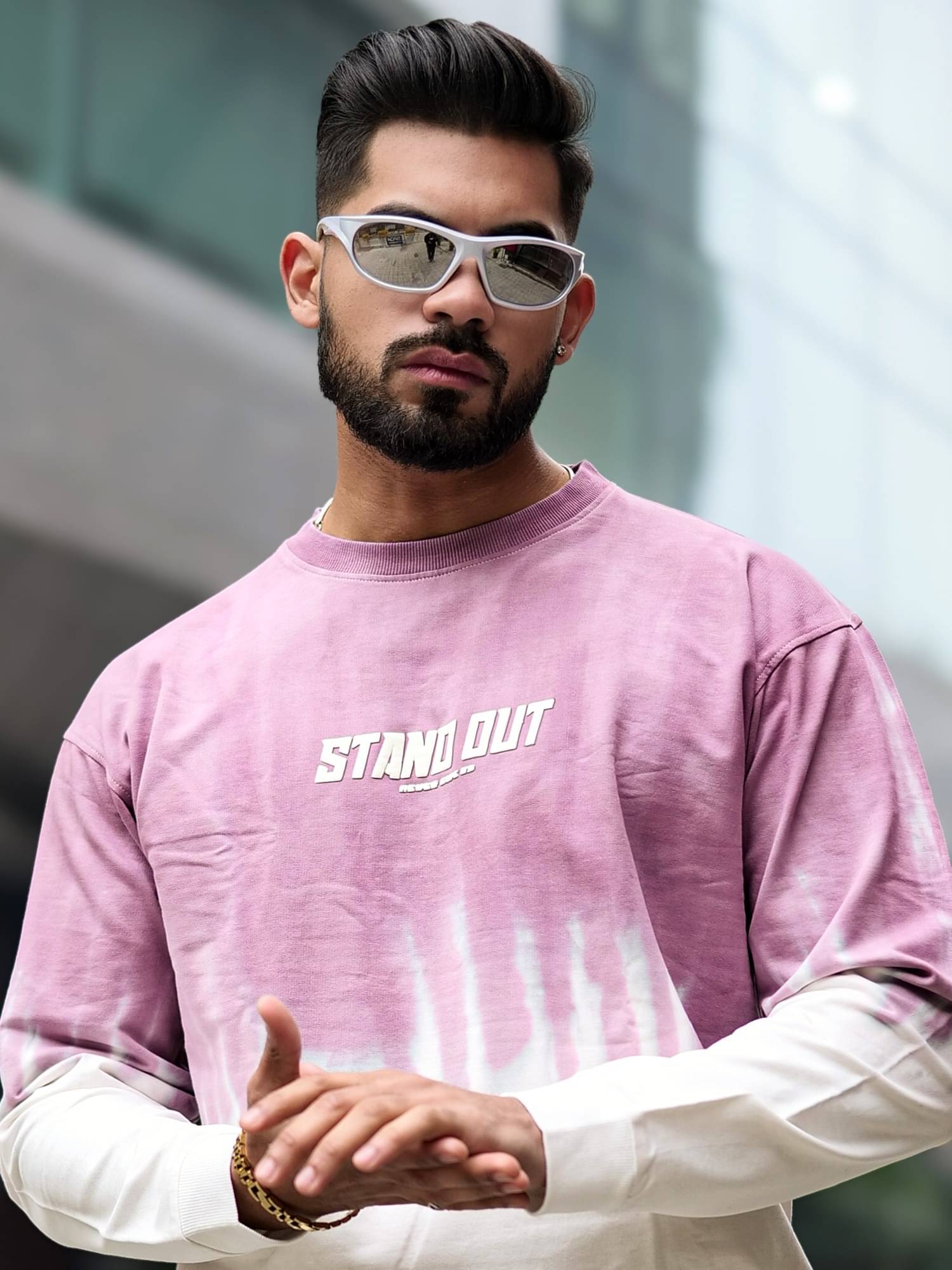     			Maniac Men Cotton Oversized Fit solid T-Shirt ( Pink )